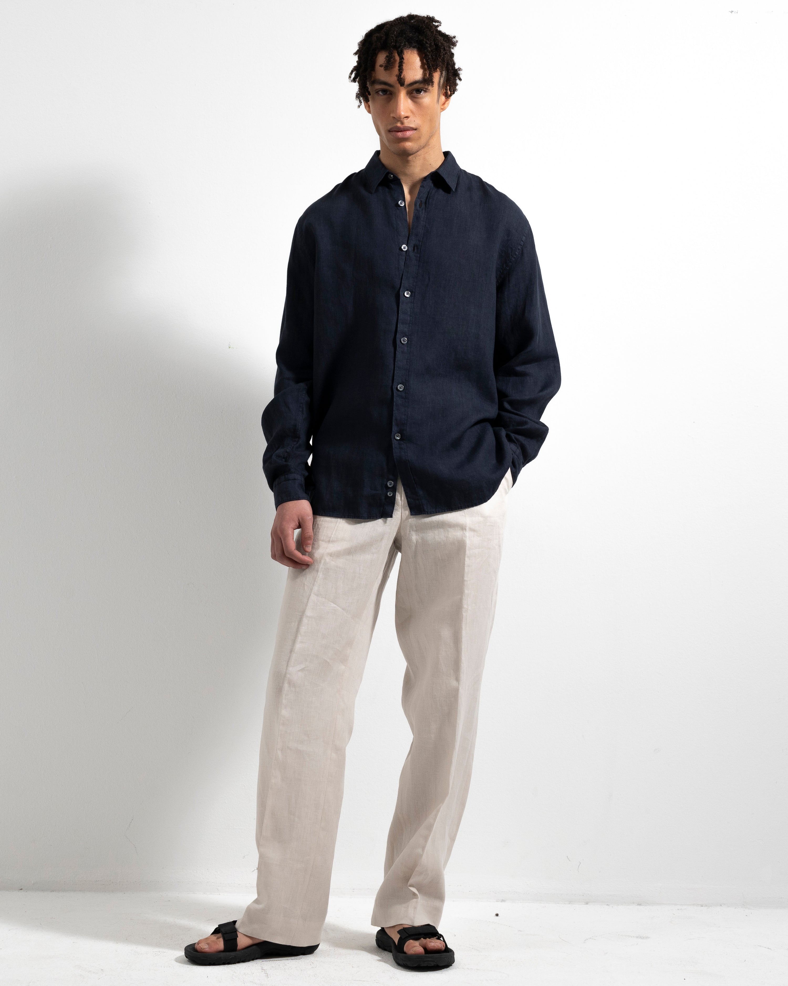 Wide Airo Linen Trousers - Nature