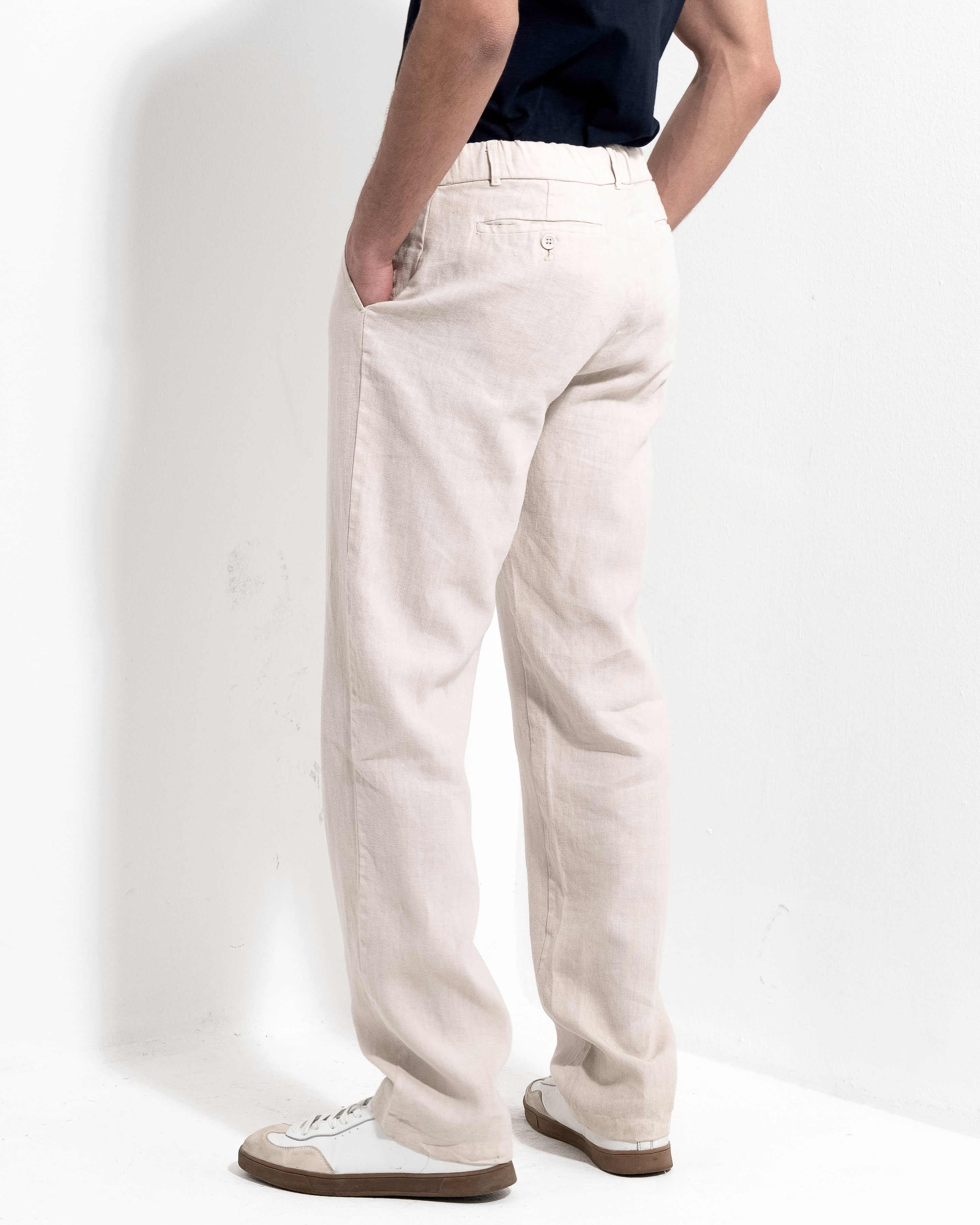 Linen Drawstring Trousers - Nature