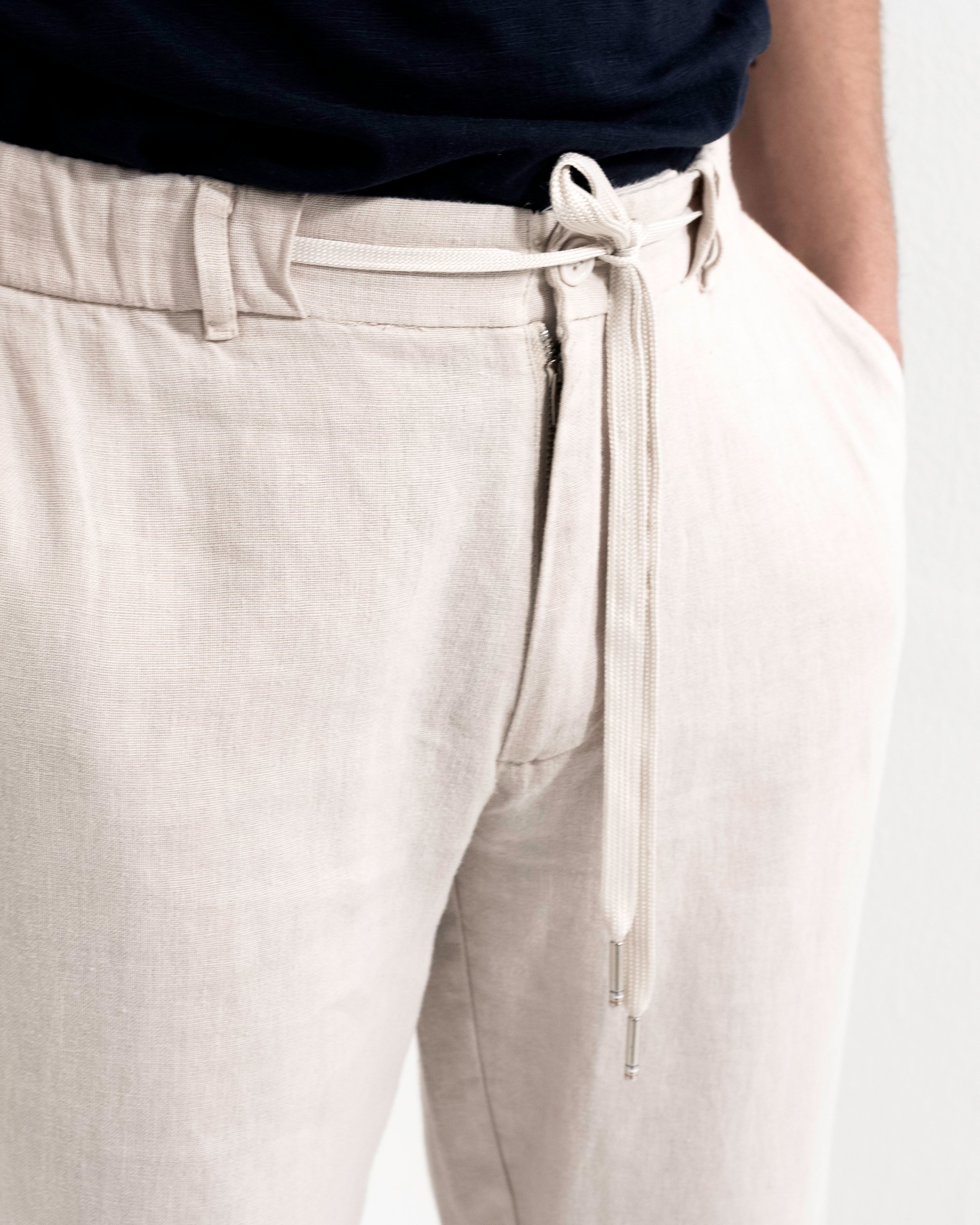 Linen Drawstring Trousers - Nature