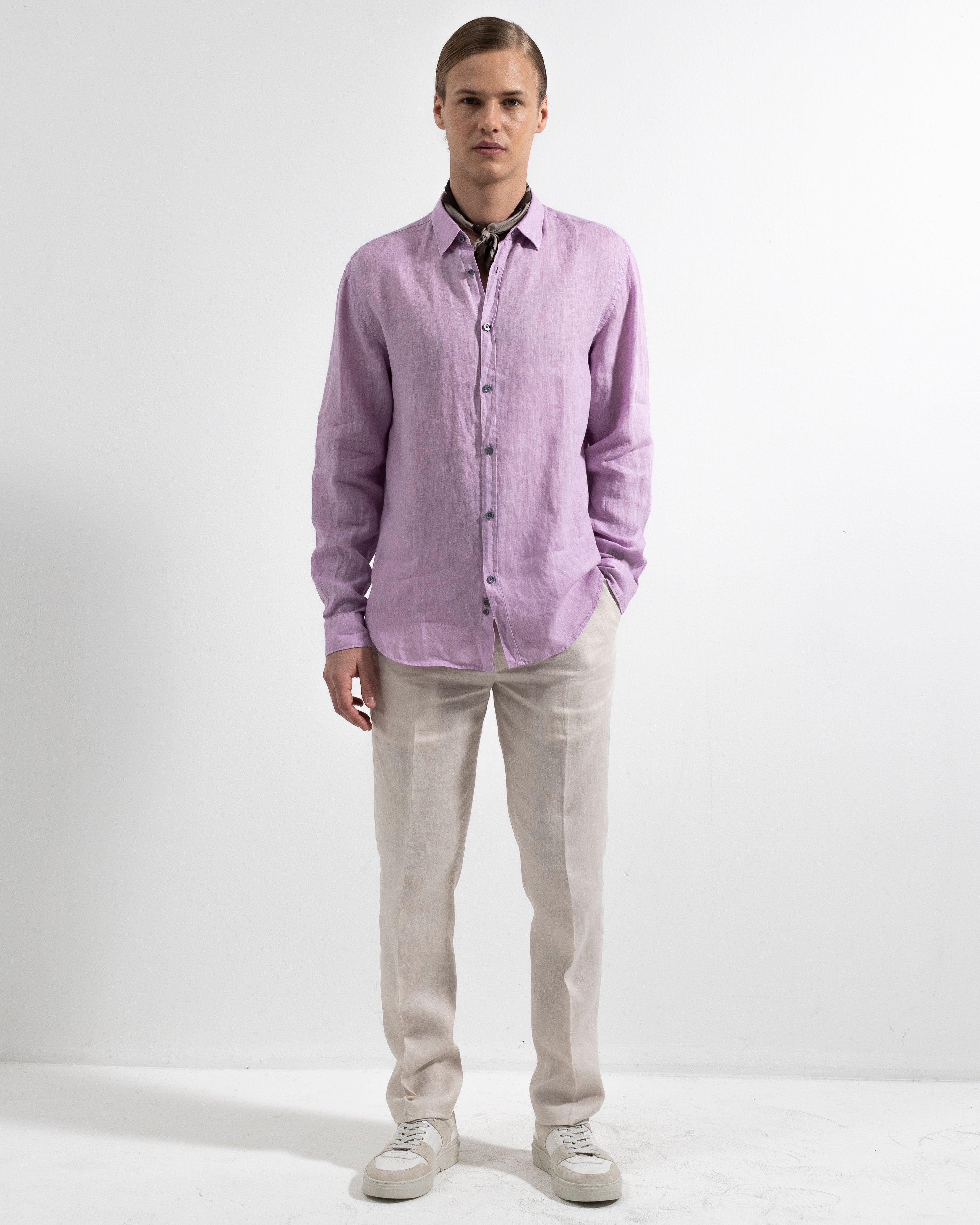 Washed Linen Shirt - Dusty Orchid