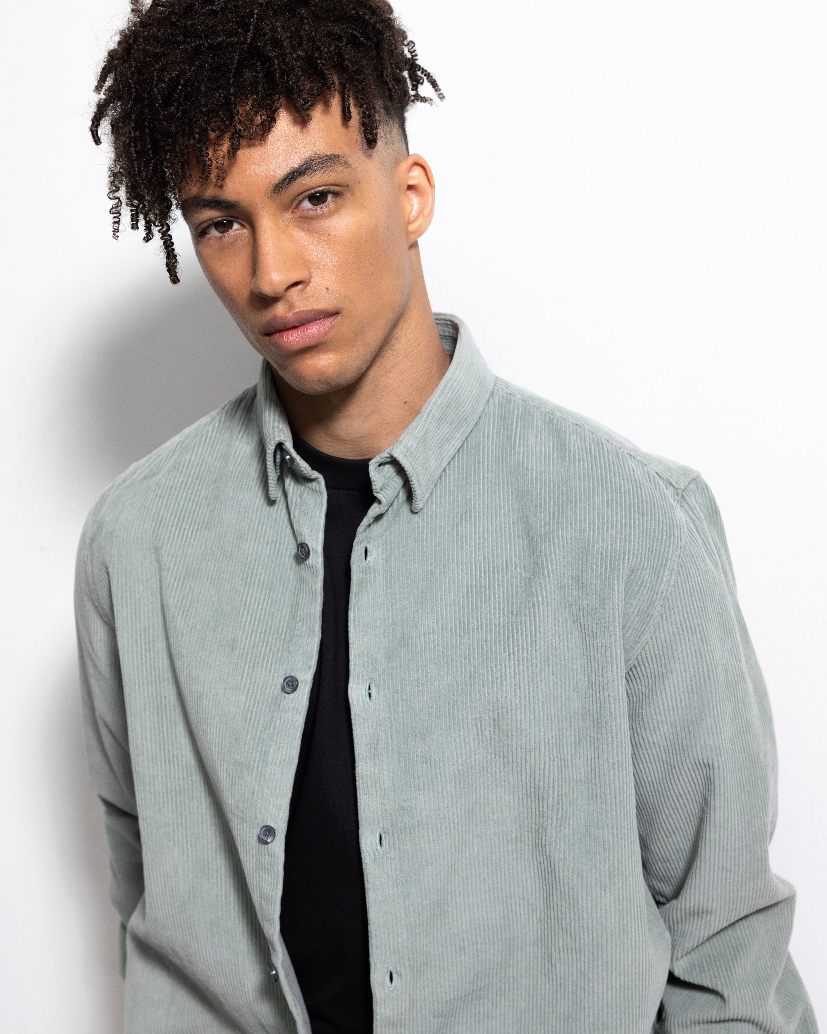 Heavy Cord Shirt - Lt Teal Green-Ljung by Marcus Larsson