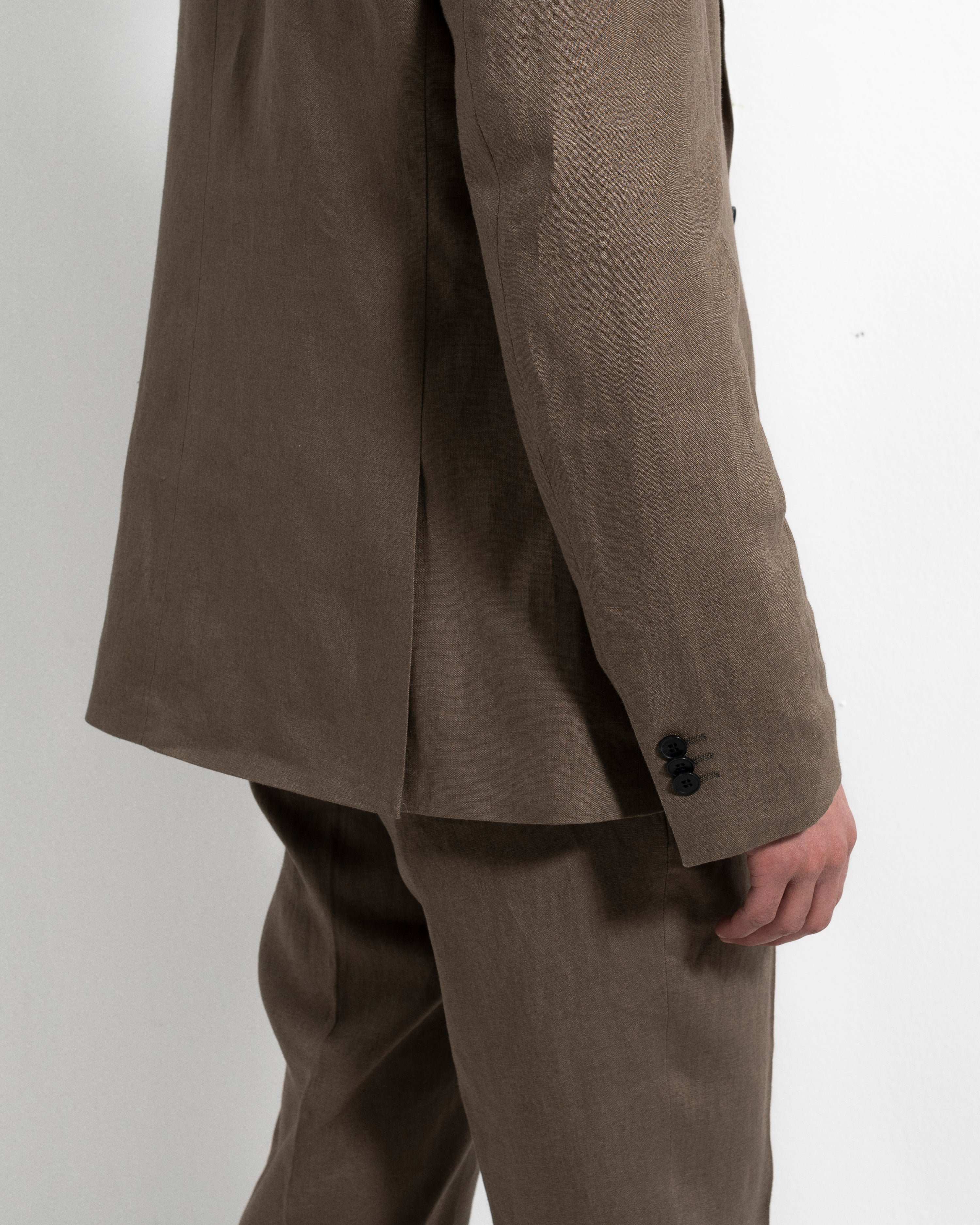 Airo Linen Suit Jacket - Mud Green
