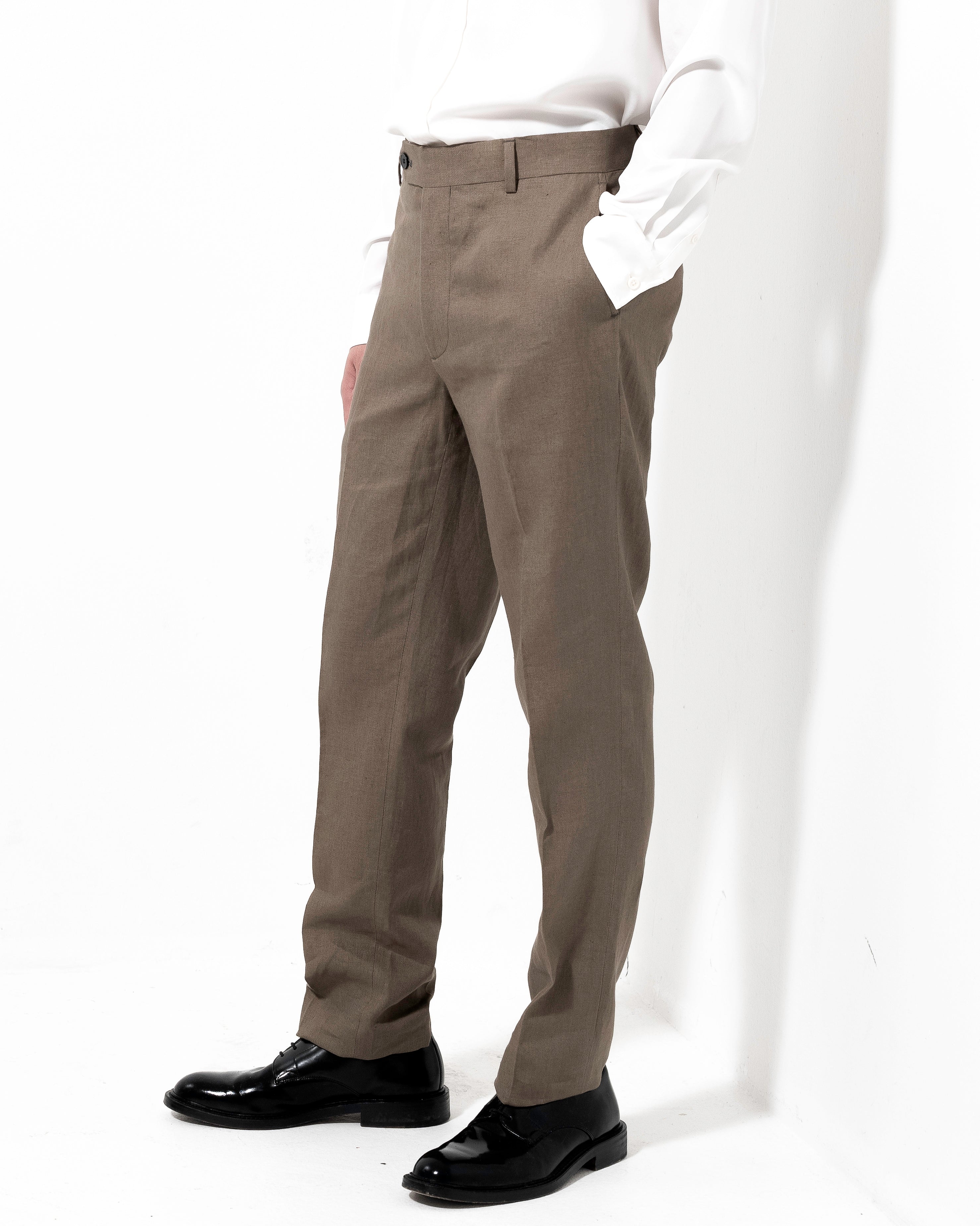 Airo Linen Trousers - Mud Green