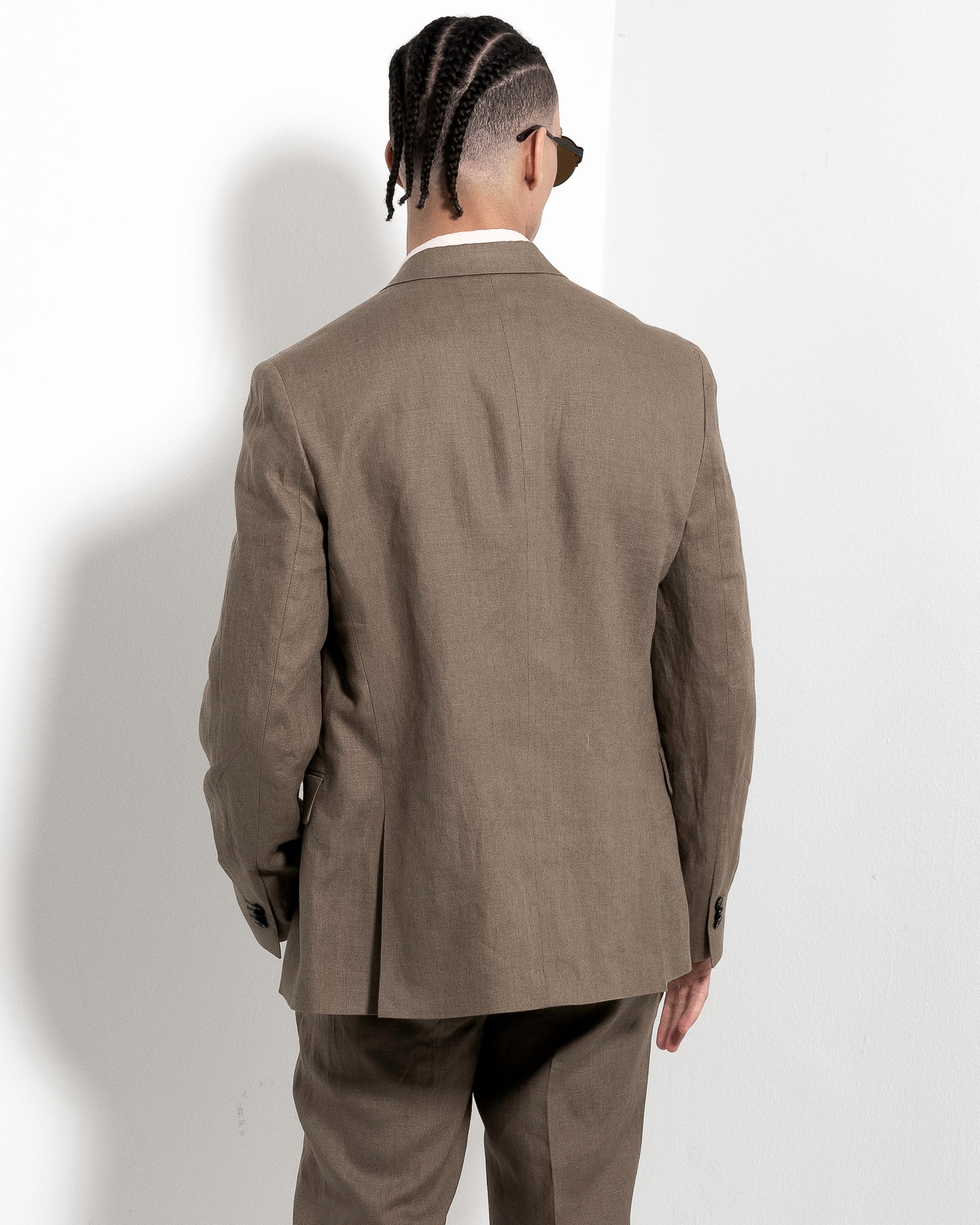 Airo Linen Suit Jacket - Mud Green