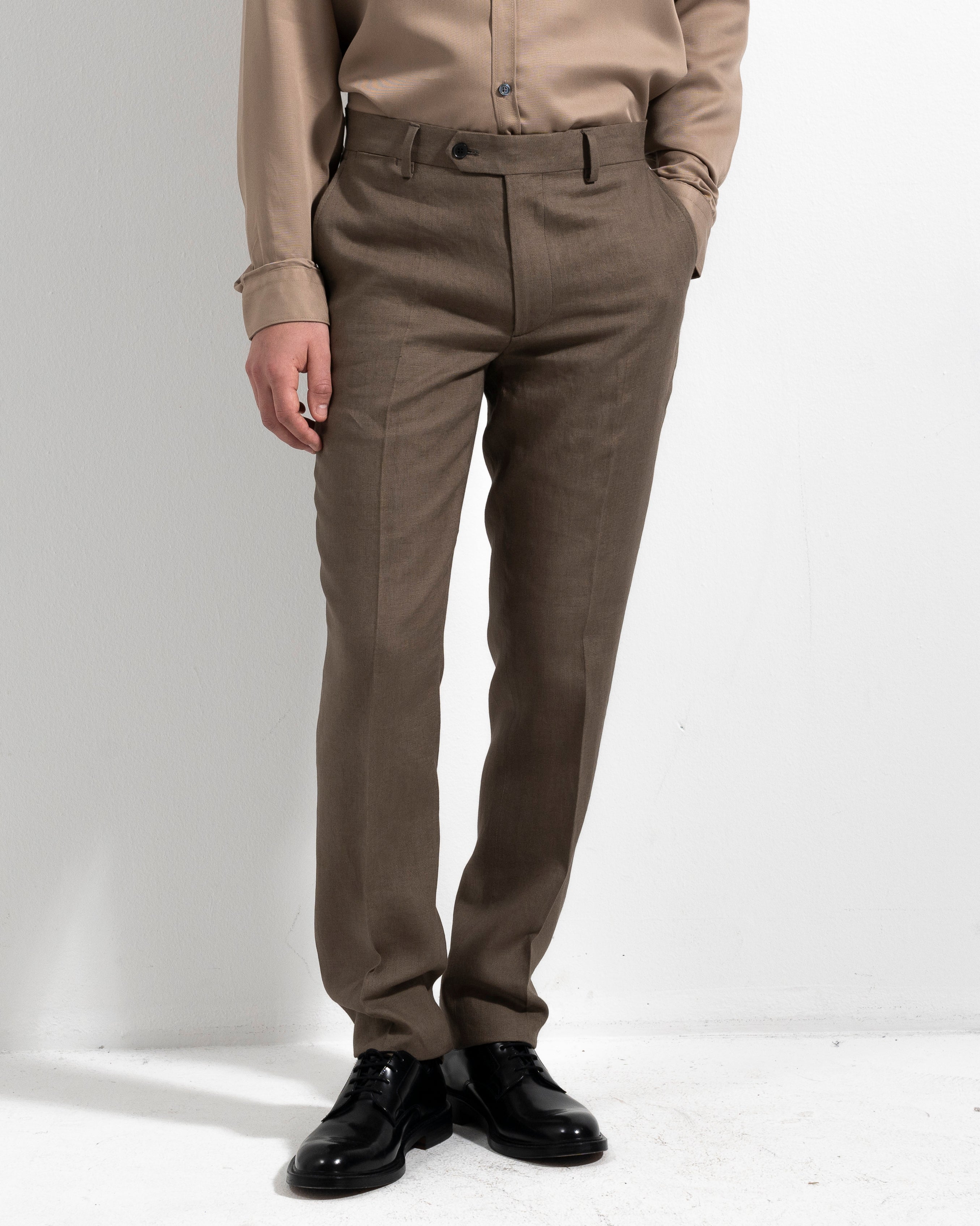 Airo Linen Trousers - Mud Green