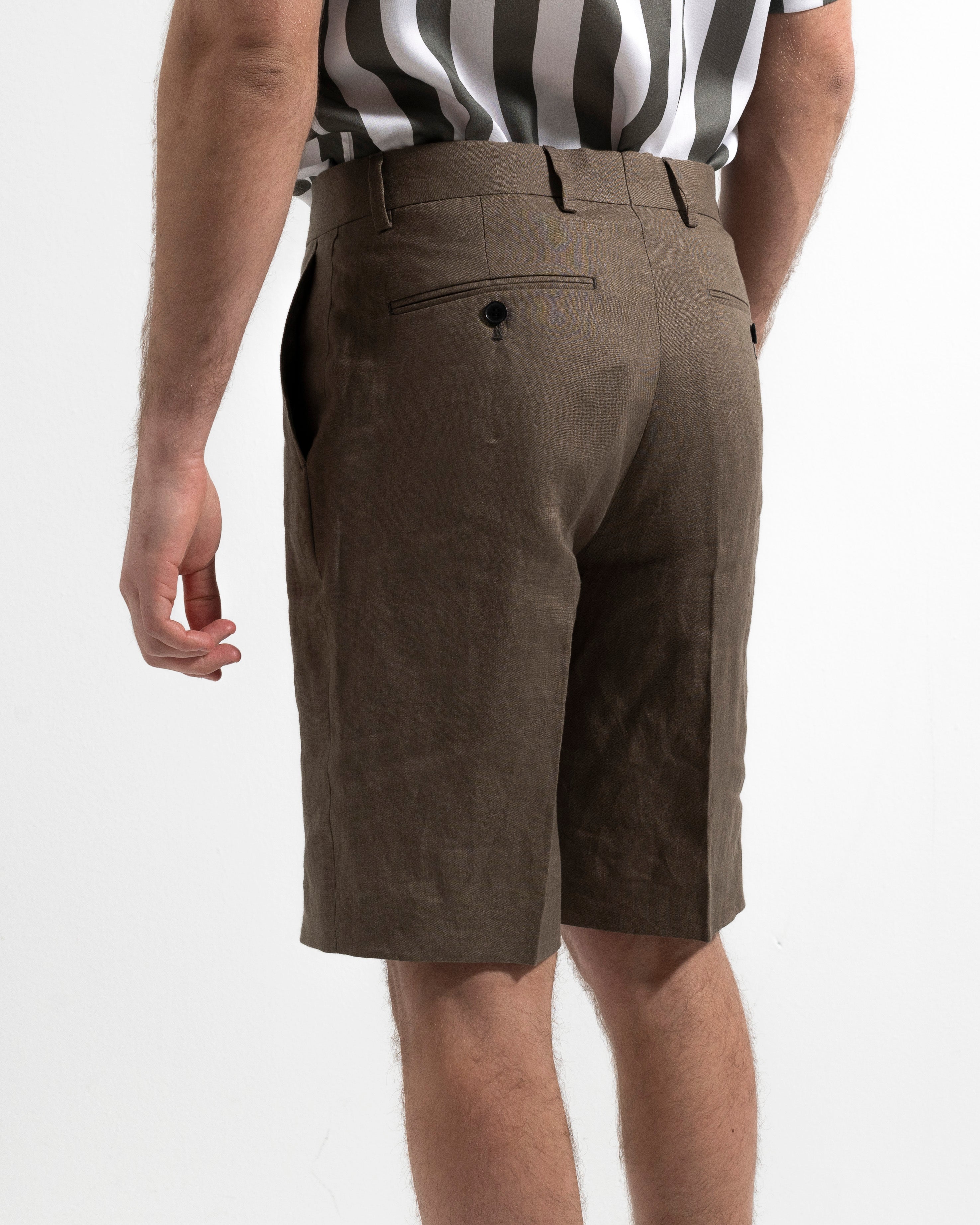 Airo Linen Shorts - Mud Green