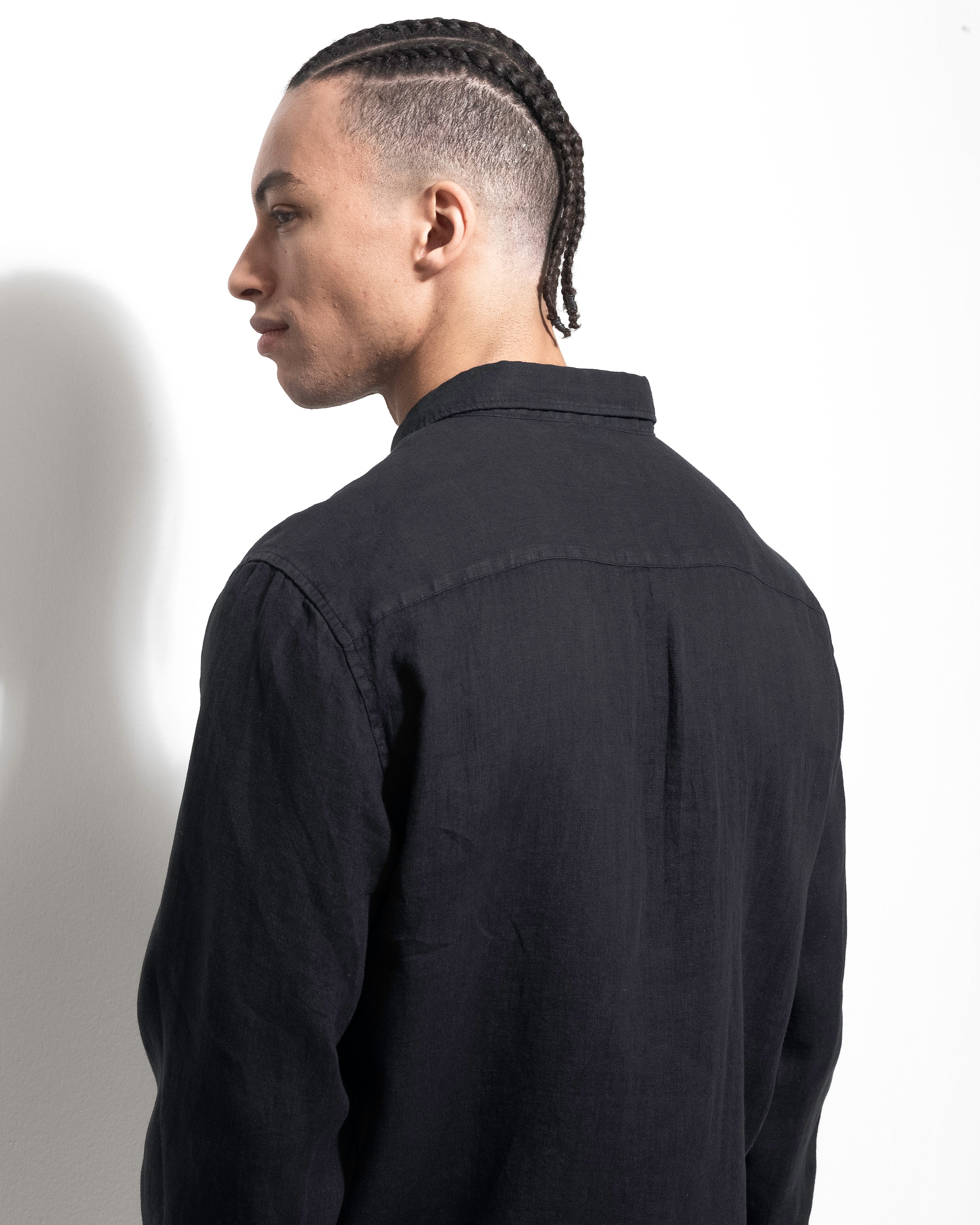 Washed Linen Shirt - Black