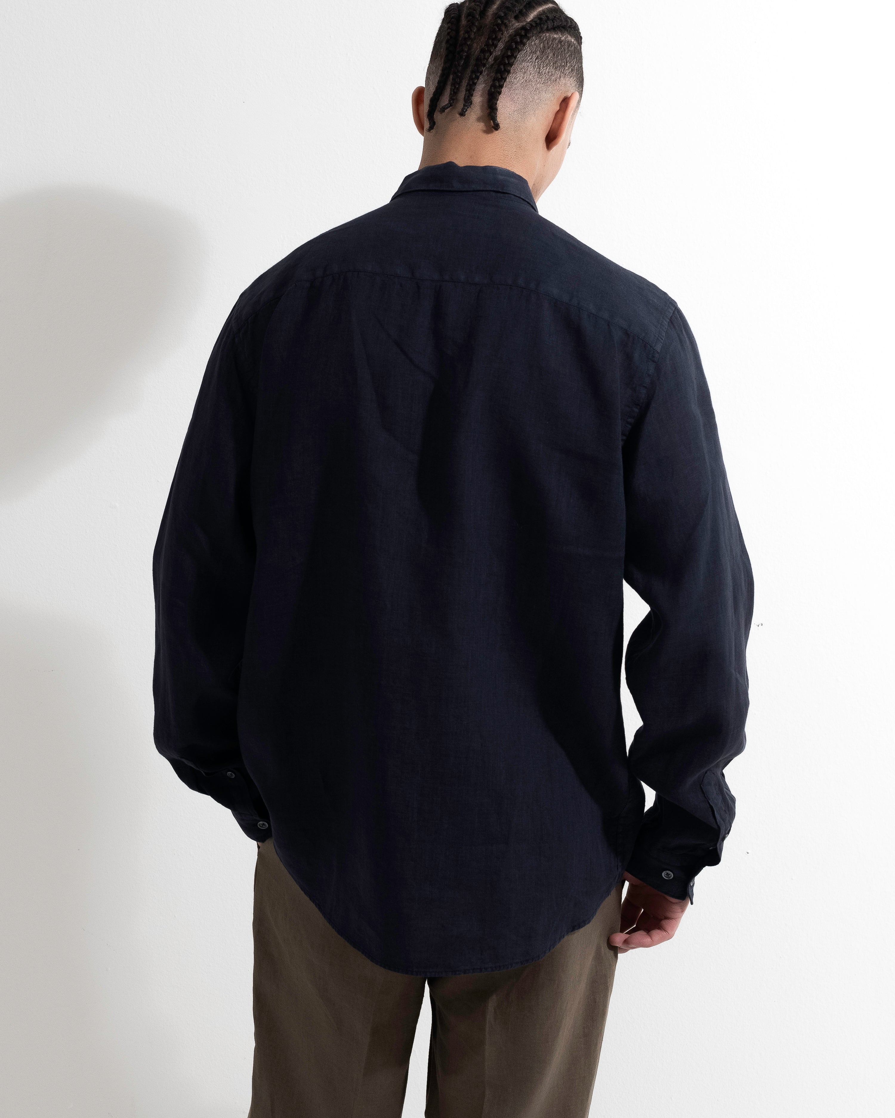 Washed Linen Shirt - Dark Blue