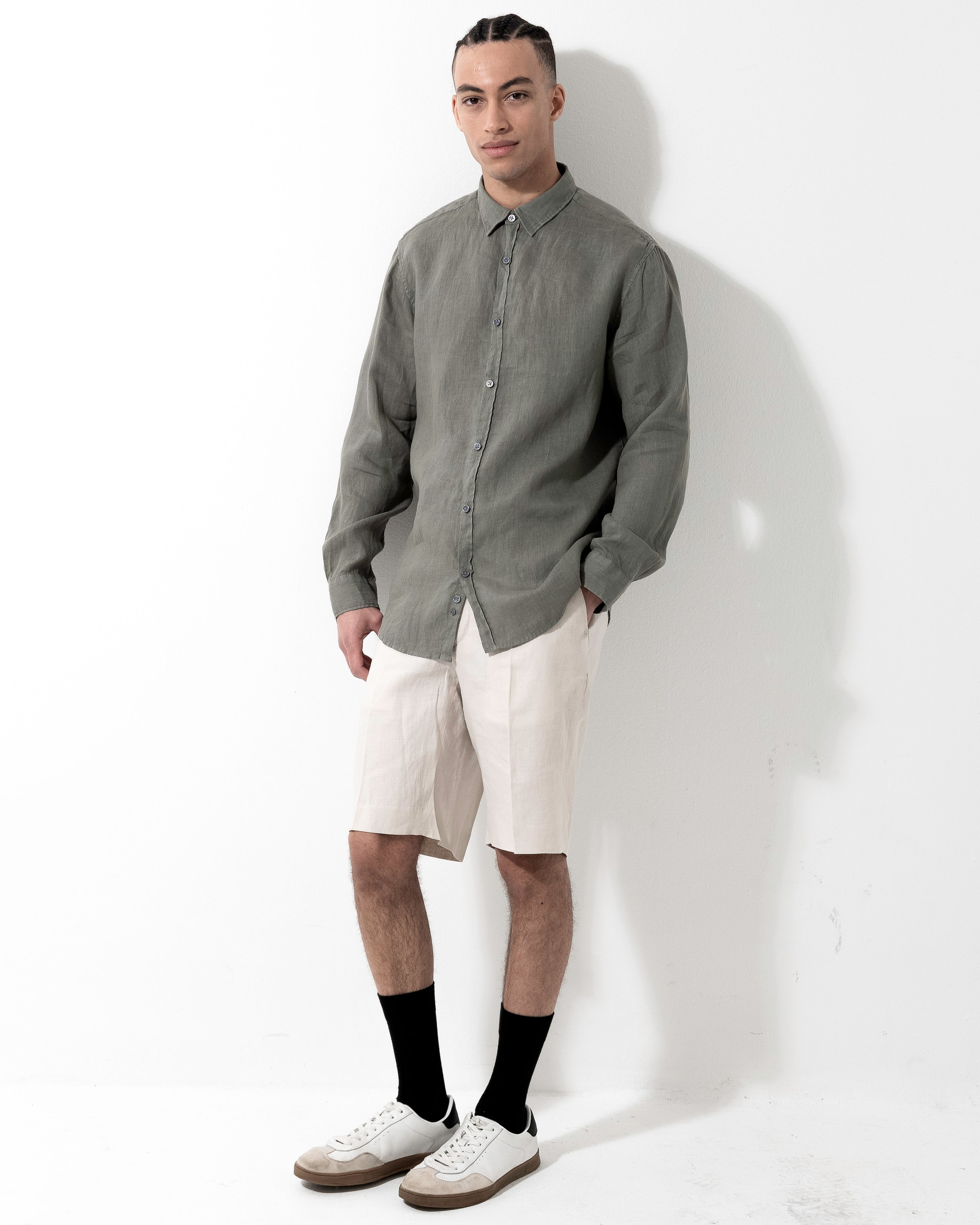 Washed Linen Shirt - Black