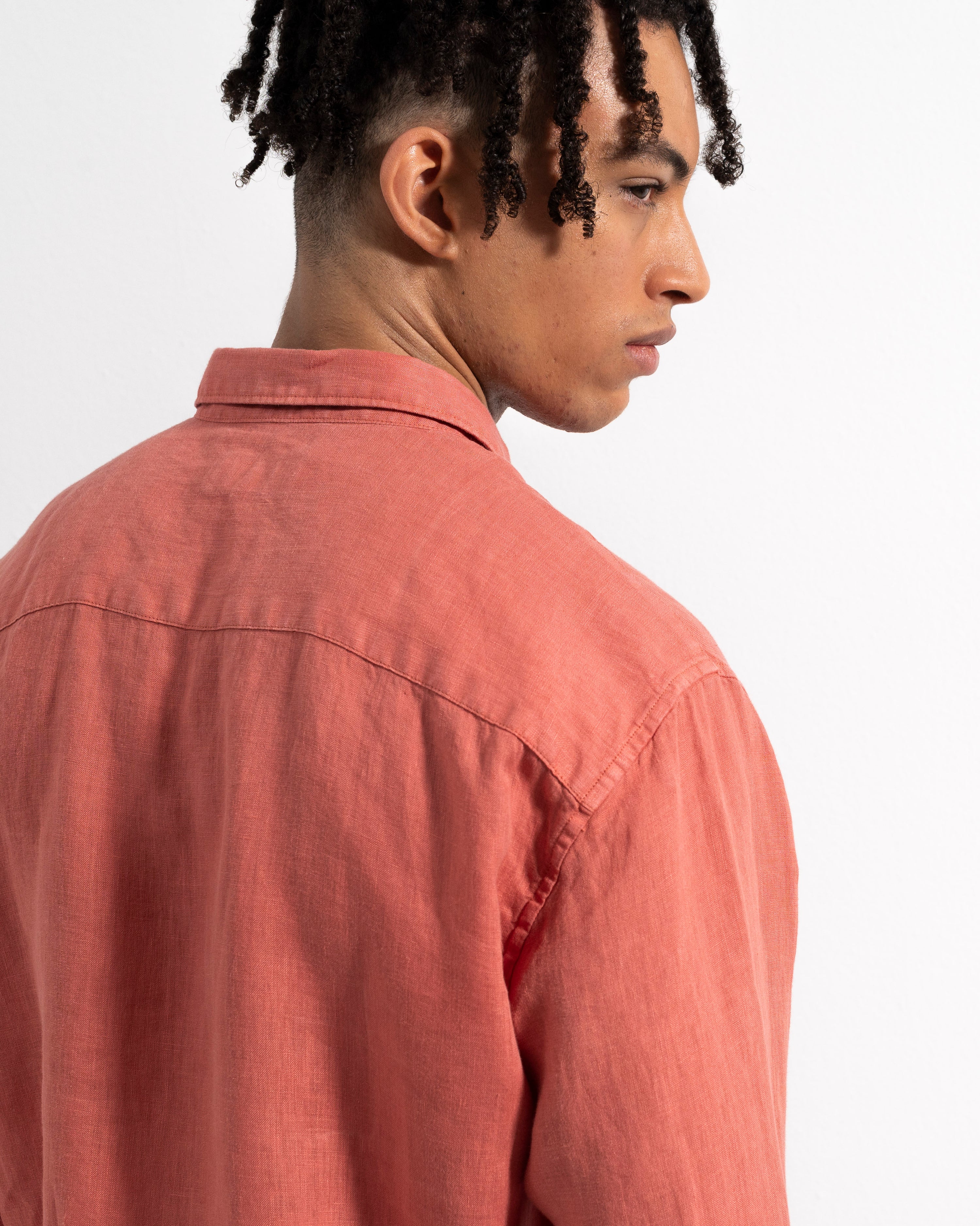 Washed Linen Shirt - Dusty Coral
