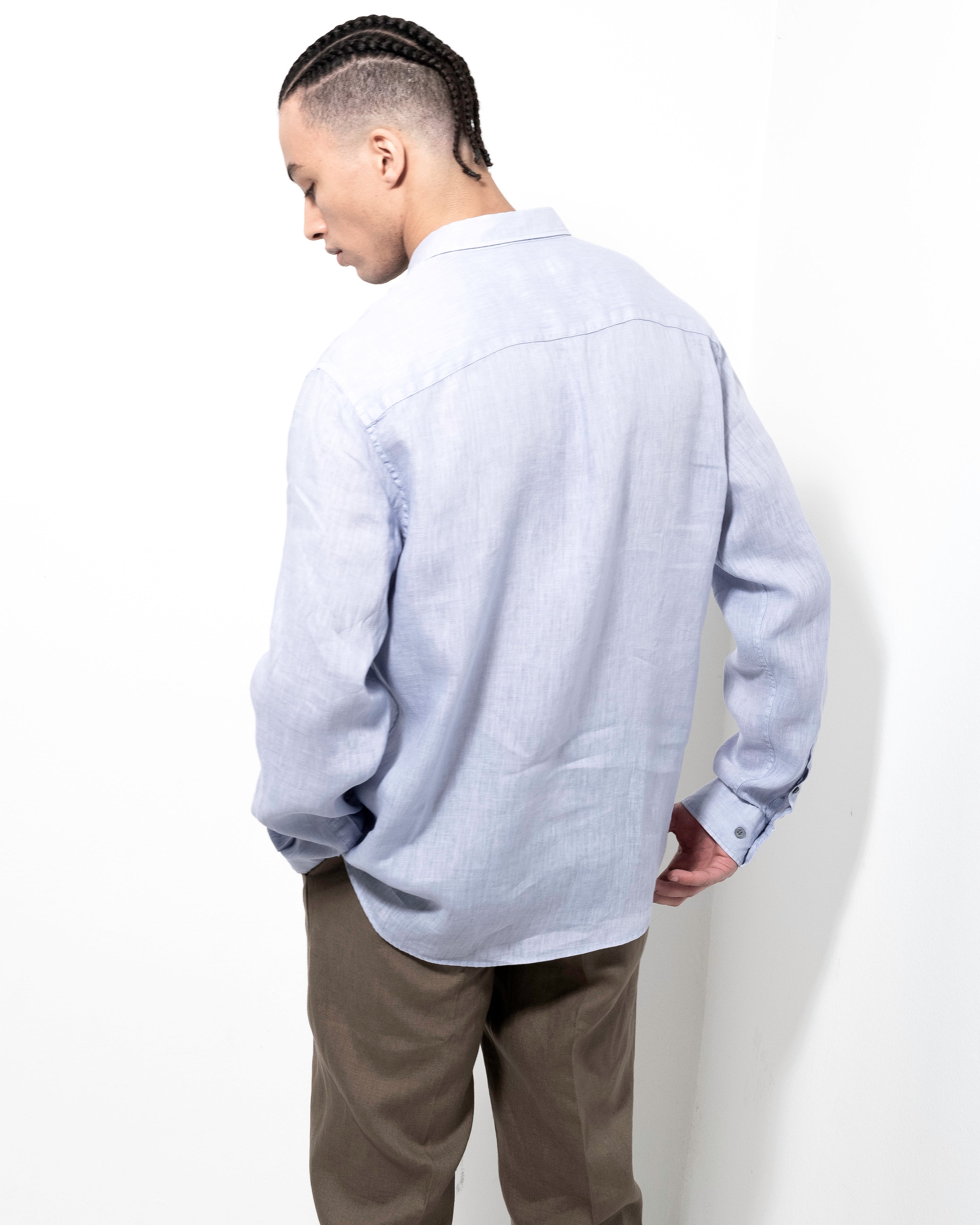 Washed Linen Shirt - Ice Blue