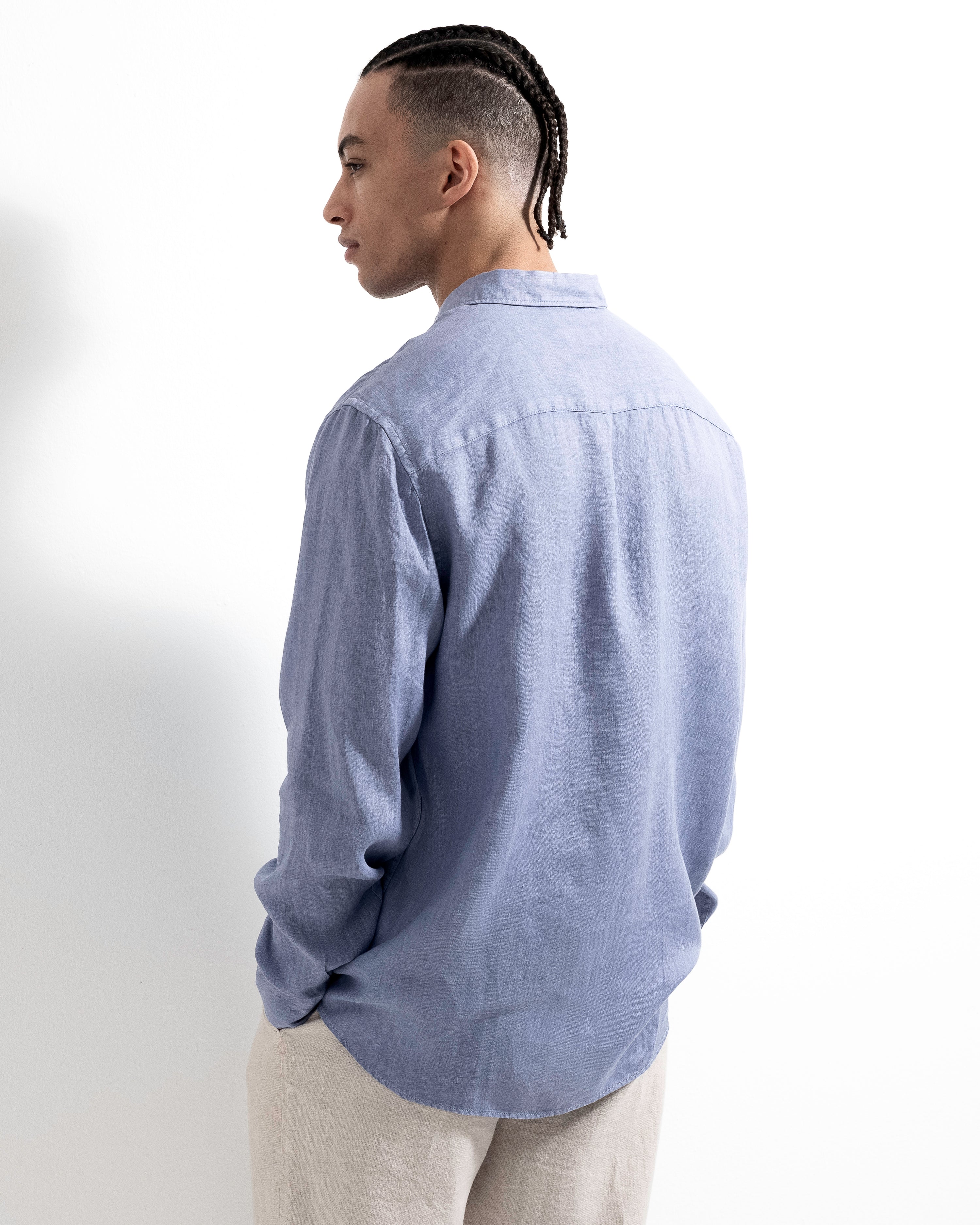 Washed Linen Shirt - Light Blue