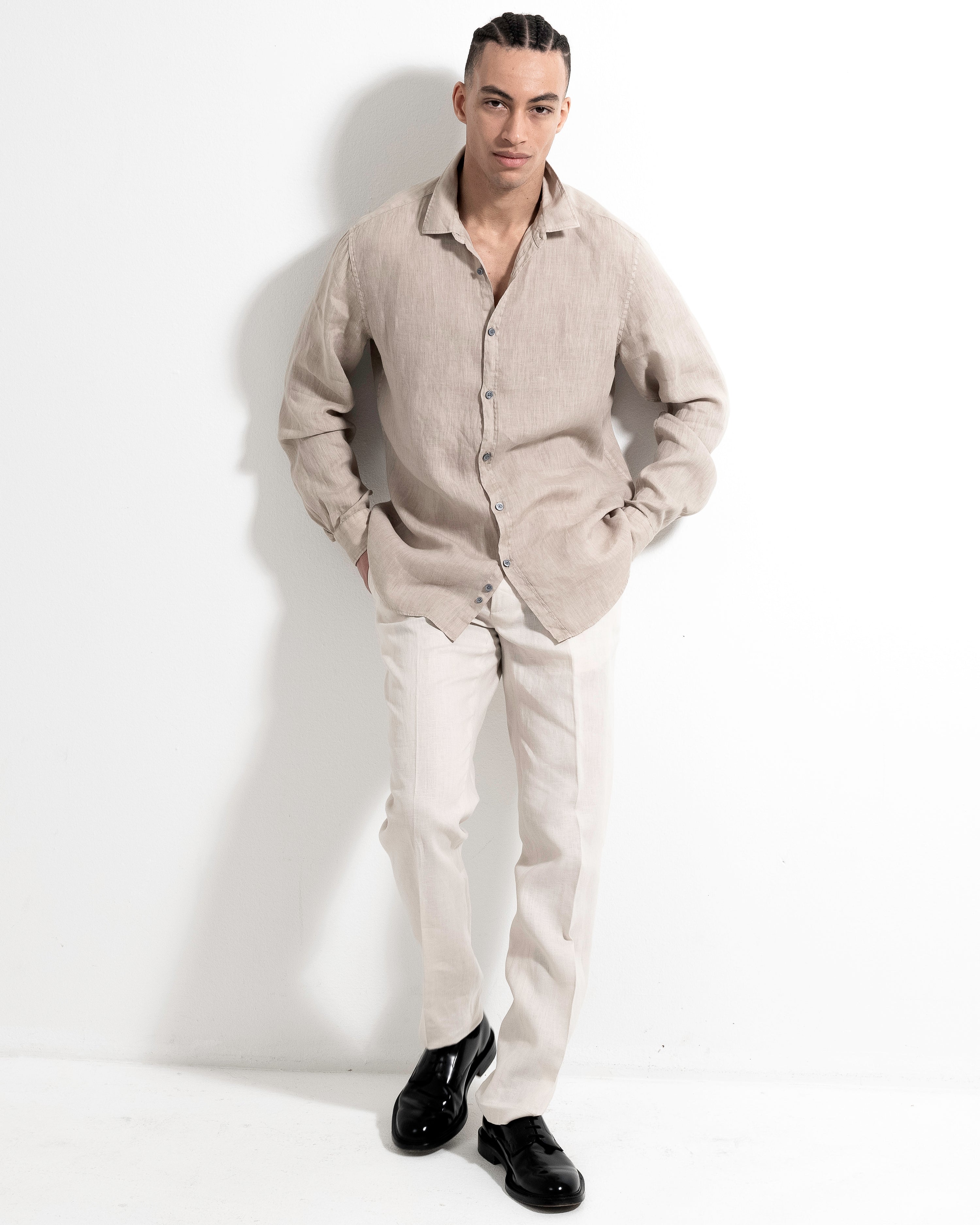 Washed Linen Shirt - Light Sand