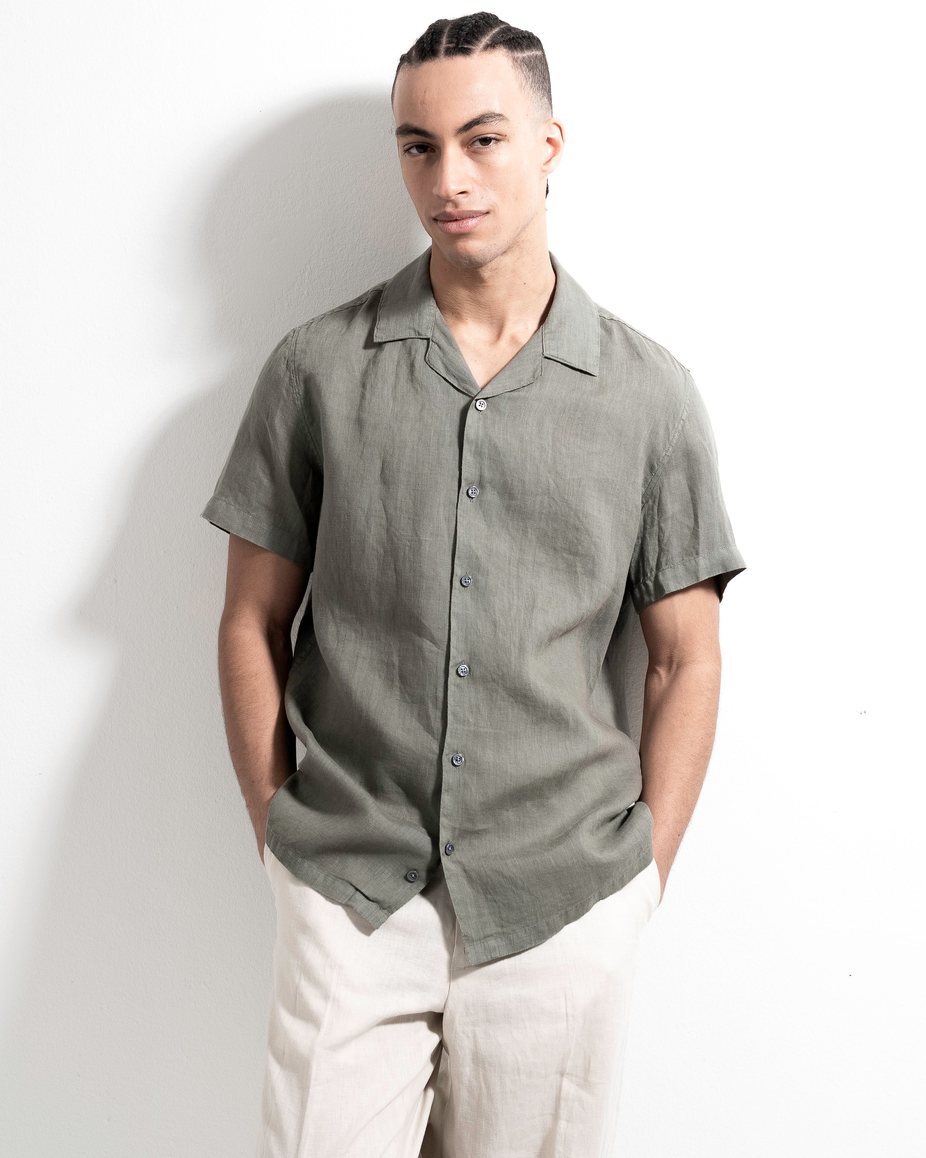 Camp Washed Linen Shirt - Black