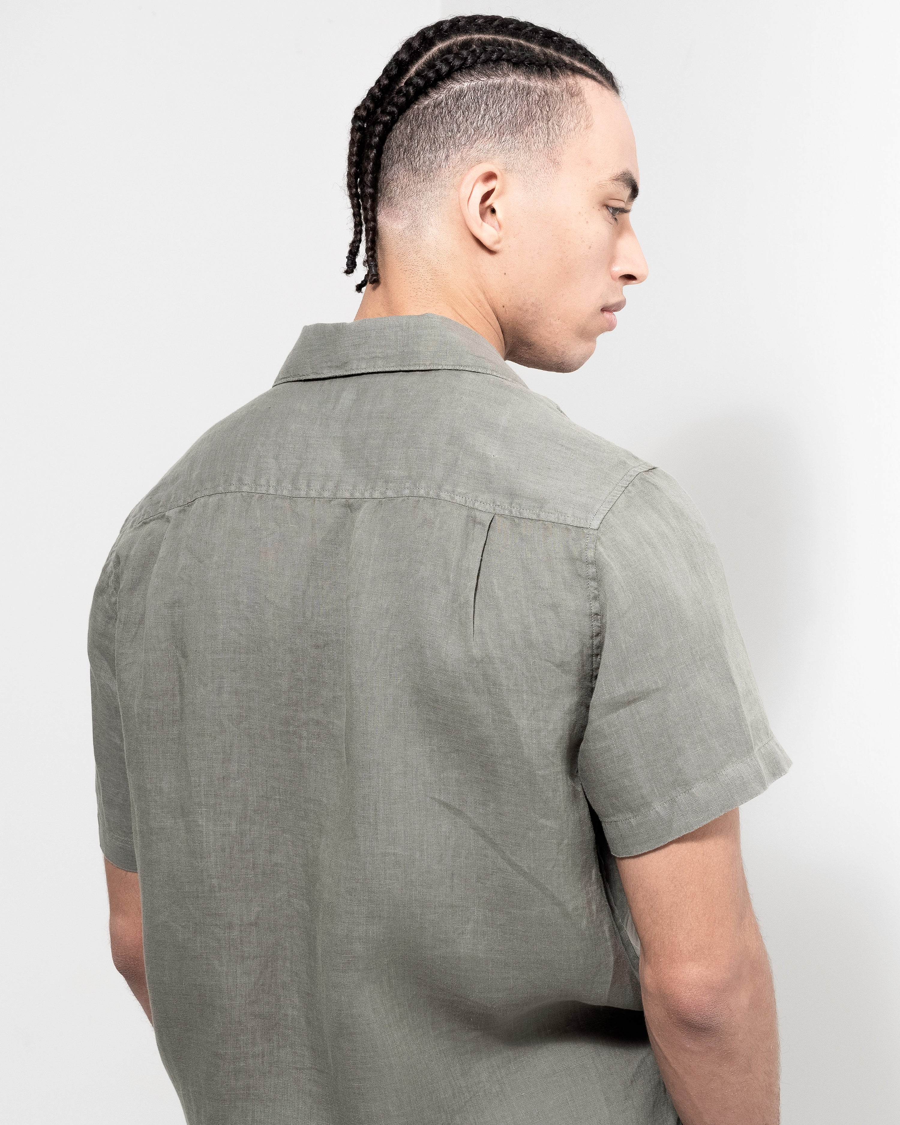 Camp Washed Linen Shirt -Dusky Green