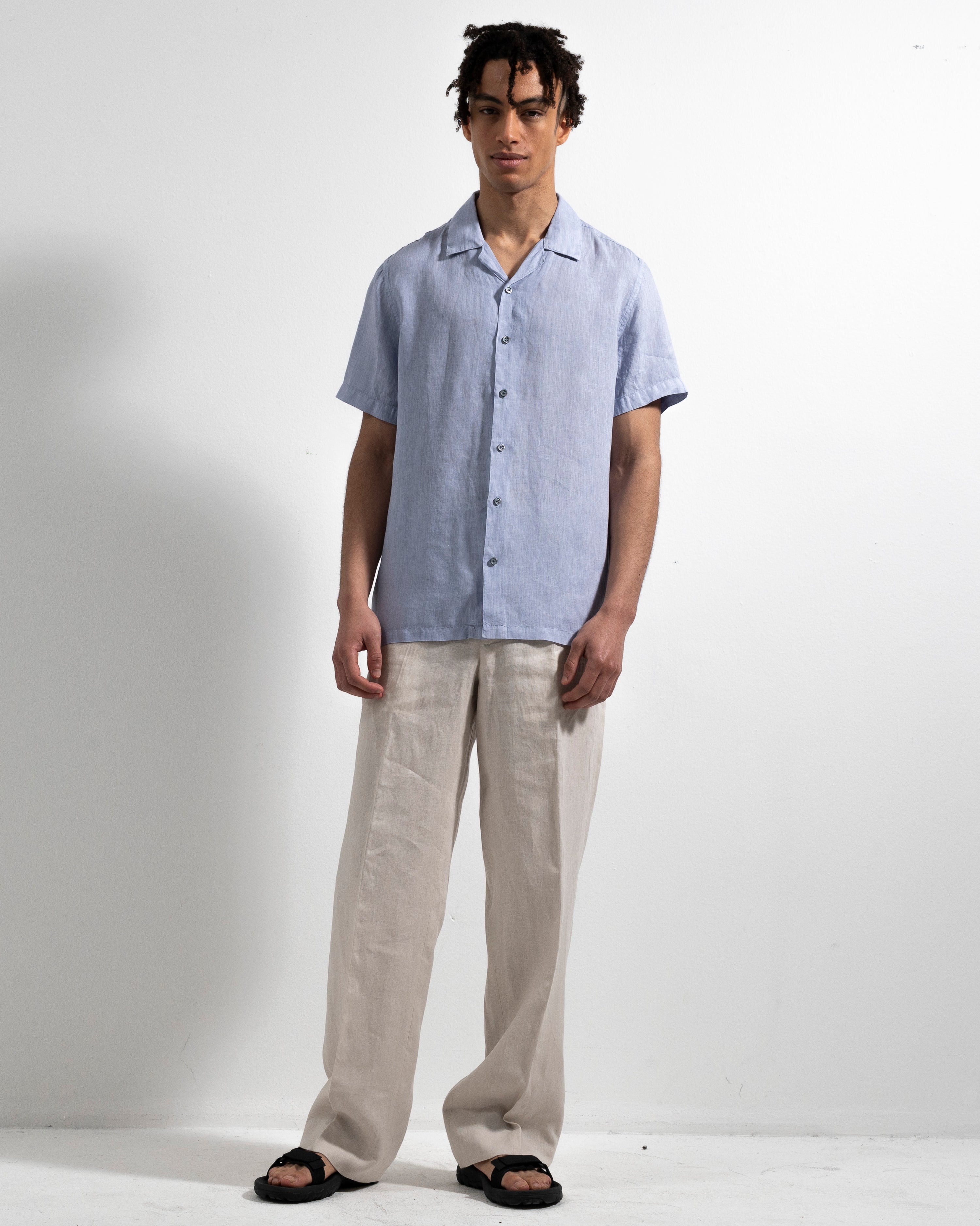Camp Washed Linen Shirt - Ice Blue