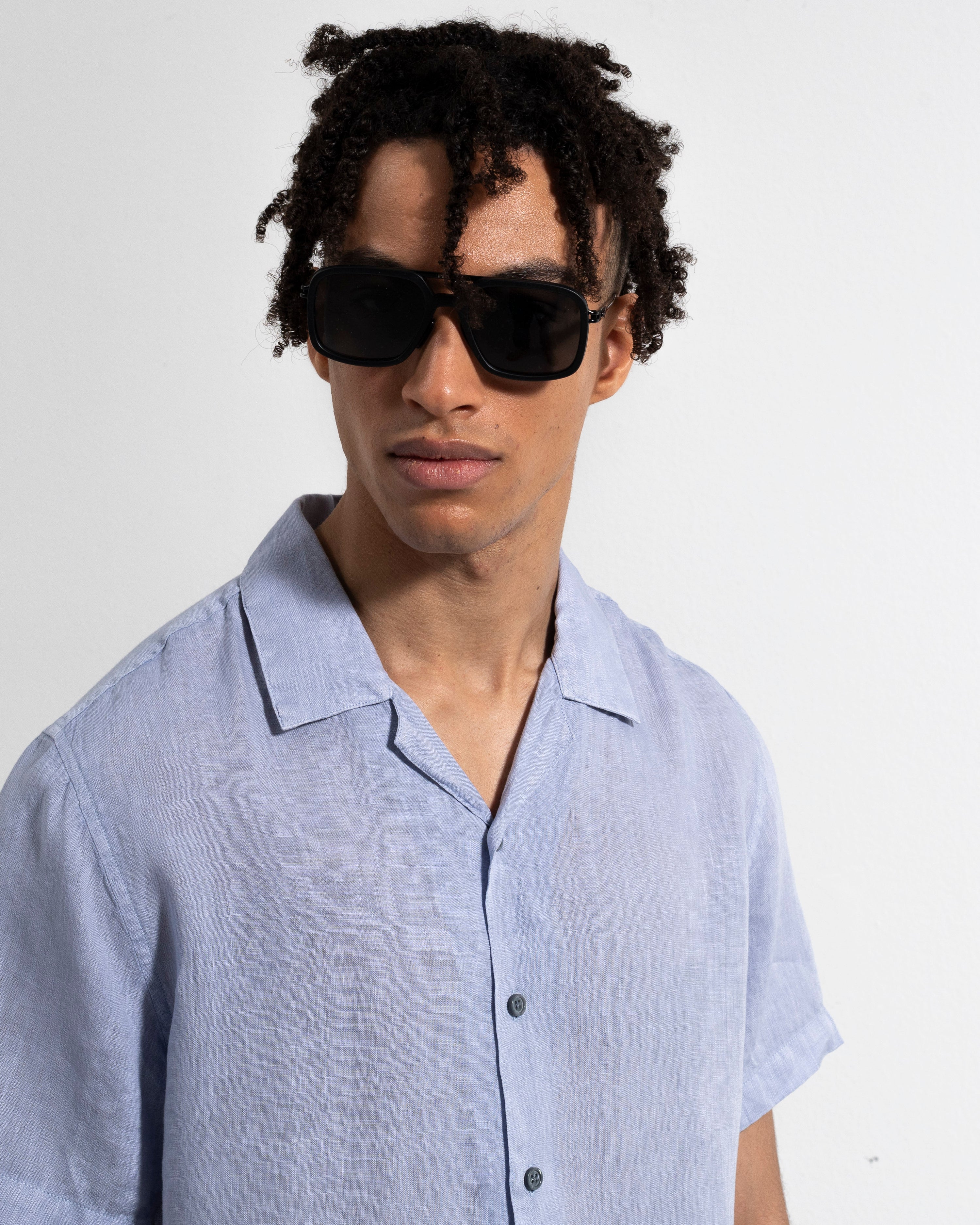 Camp Washed Linen Shirt - Ice Blue