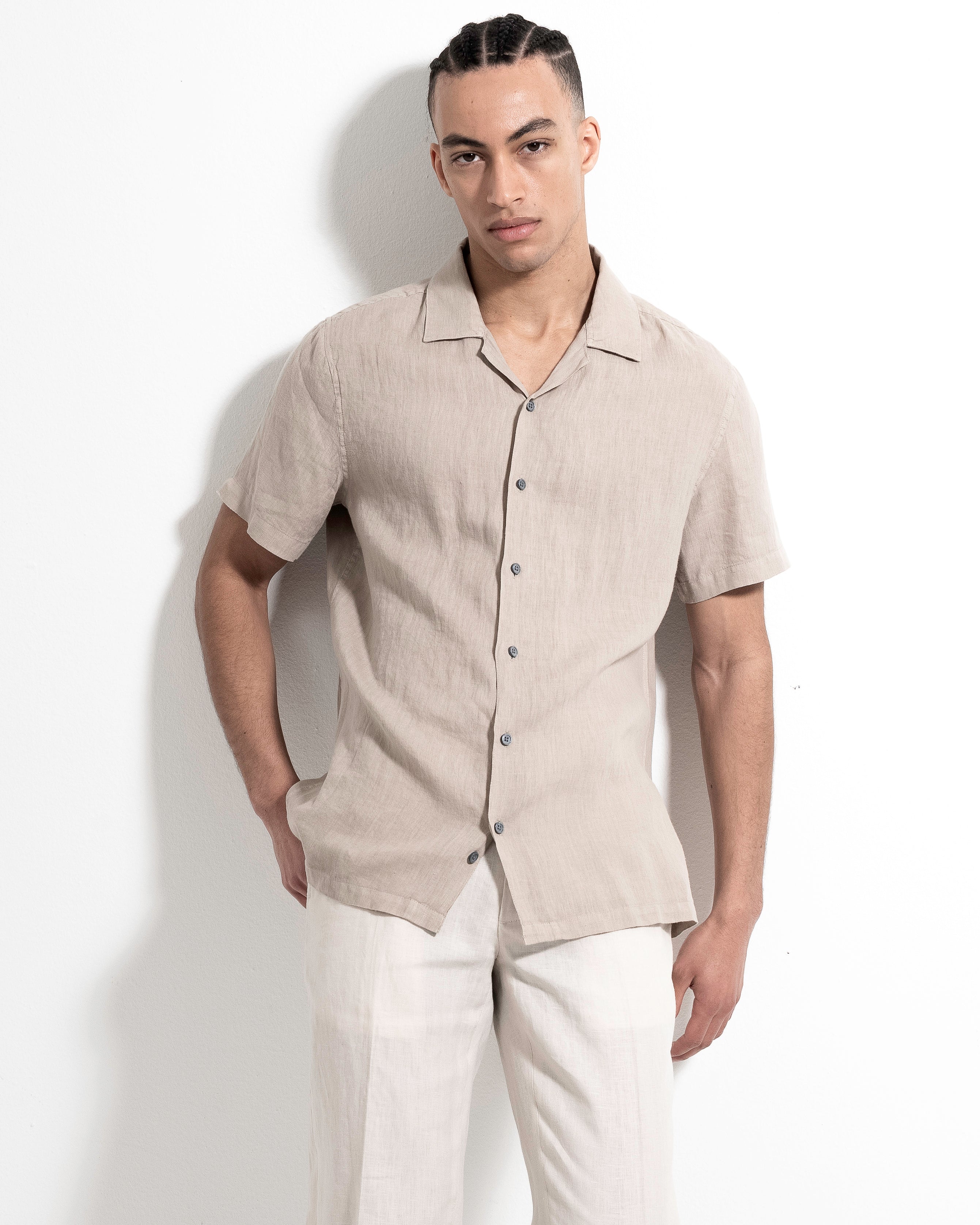 Camp Washed Linen Shirt - Light Sand