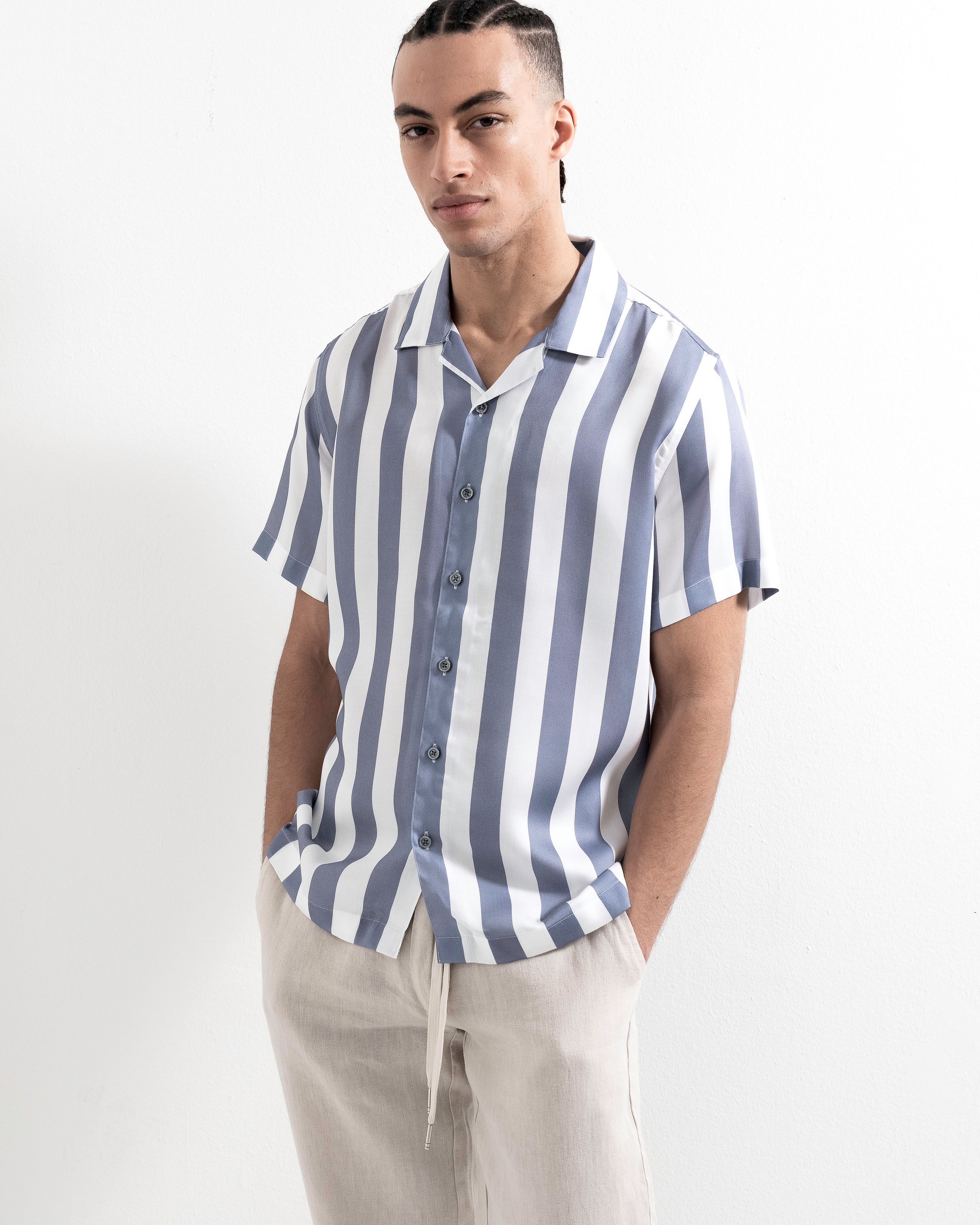 Camp Tencel Shirt - Blue Stripe