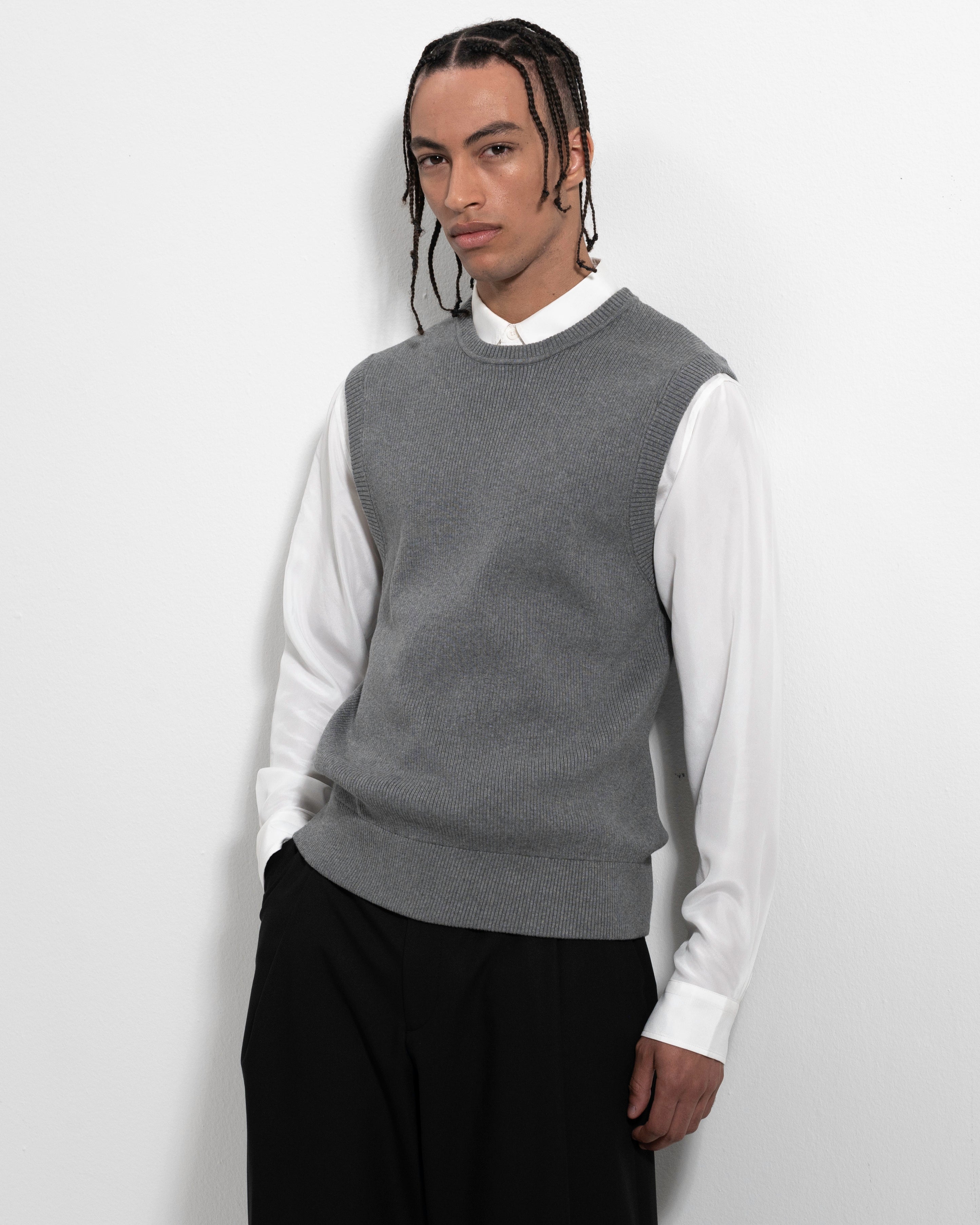 Knitted Vest - Frost Grey Mel