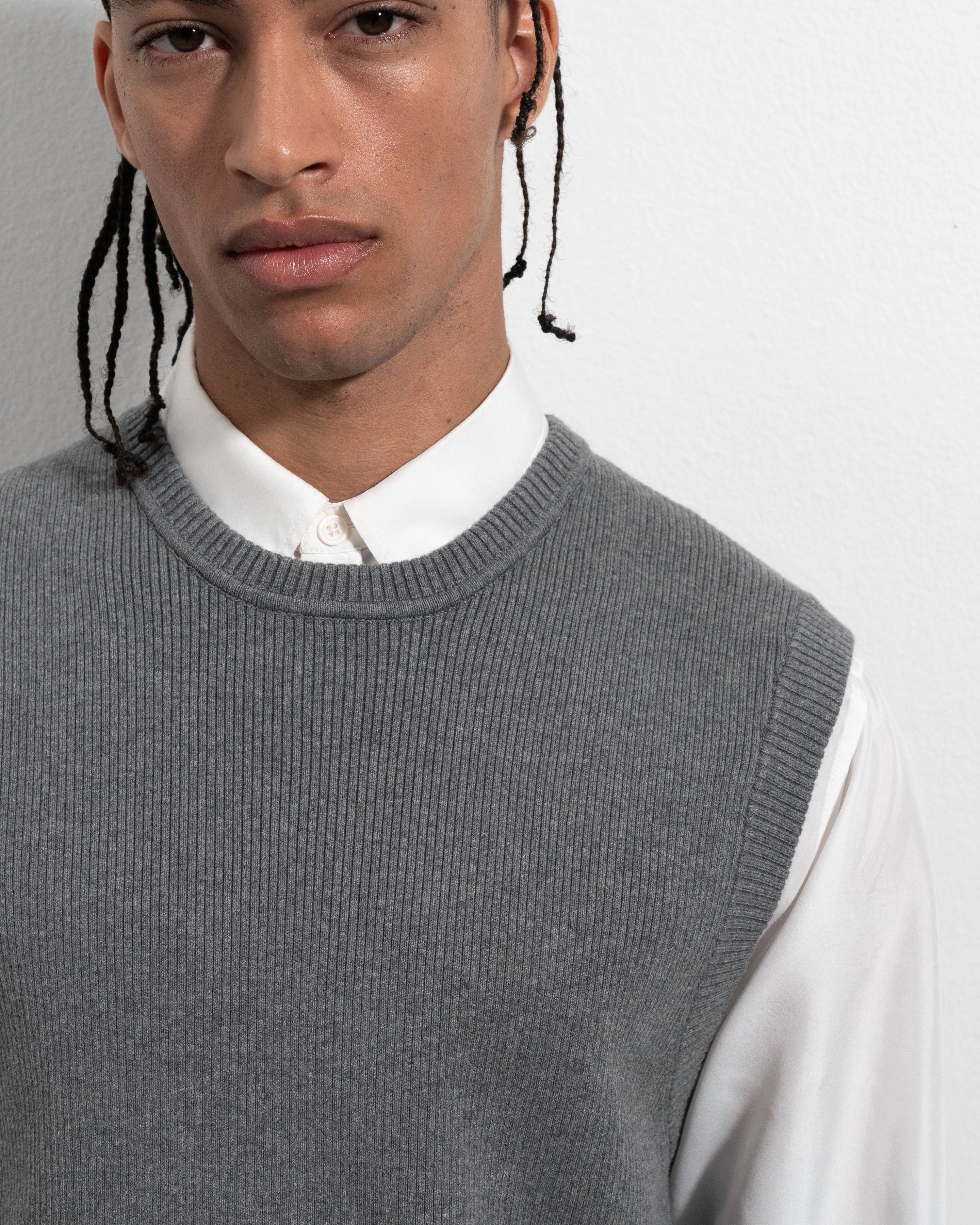 Knitted Vest - Frost Grey Mel