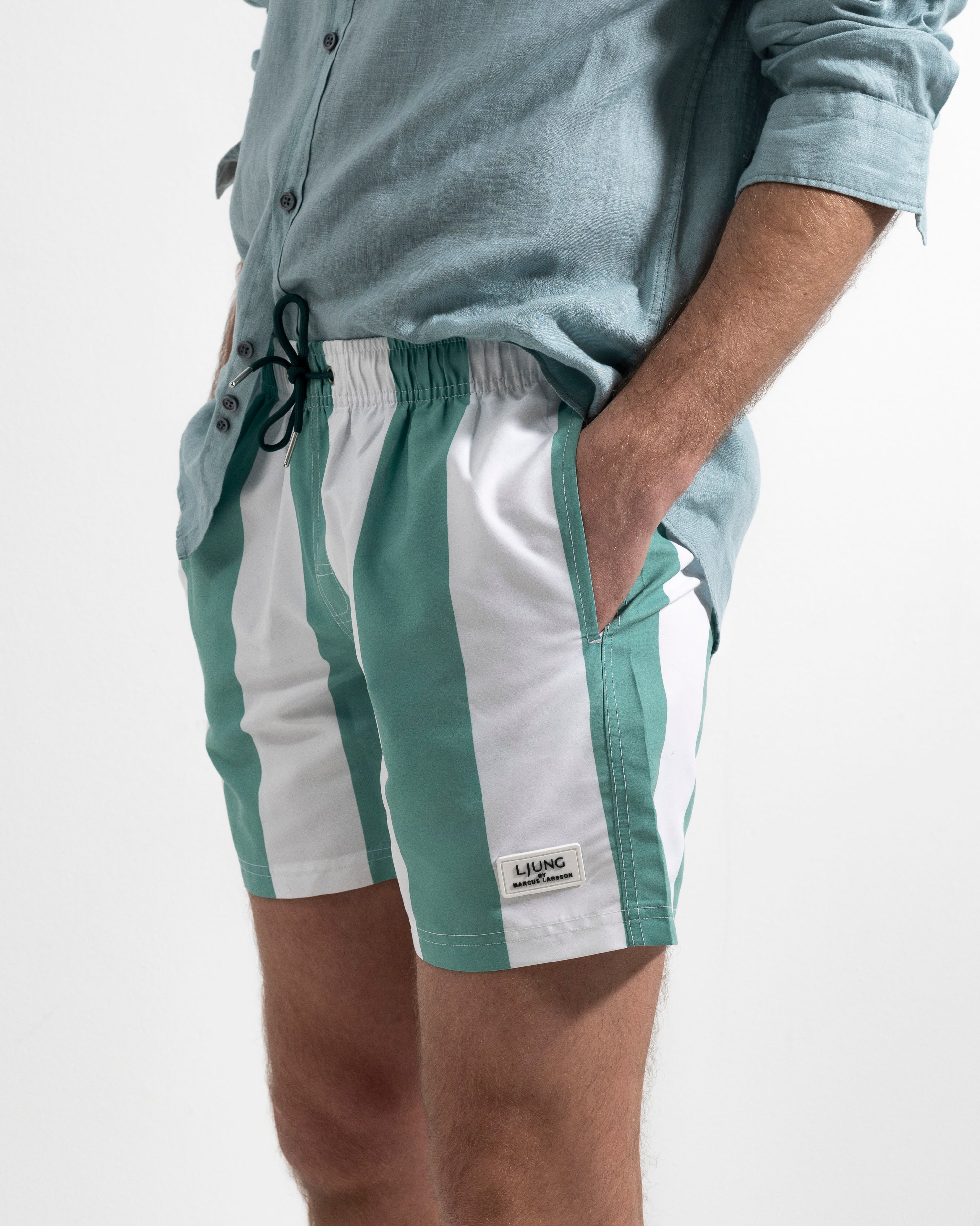 Swim Shorts - Green Stripe