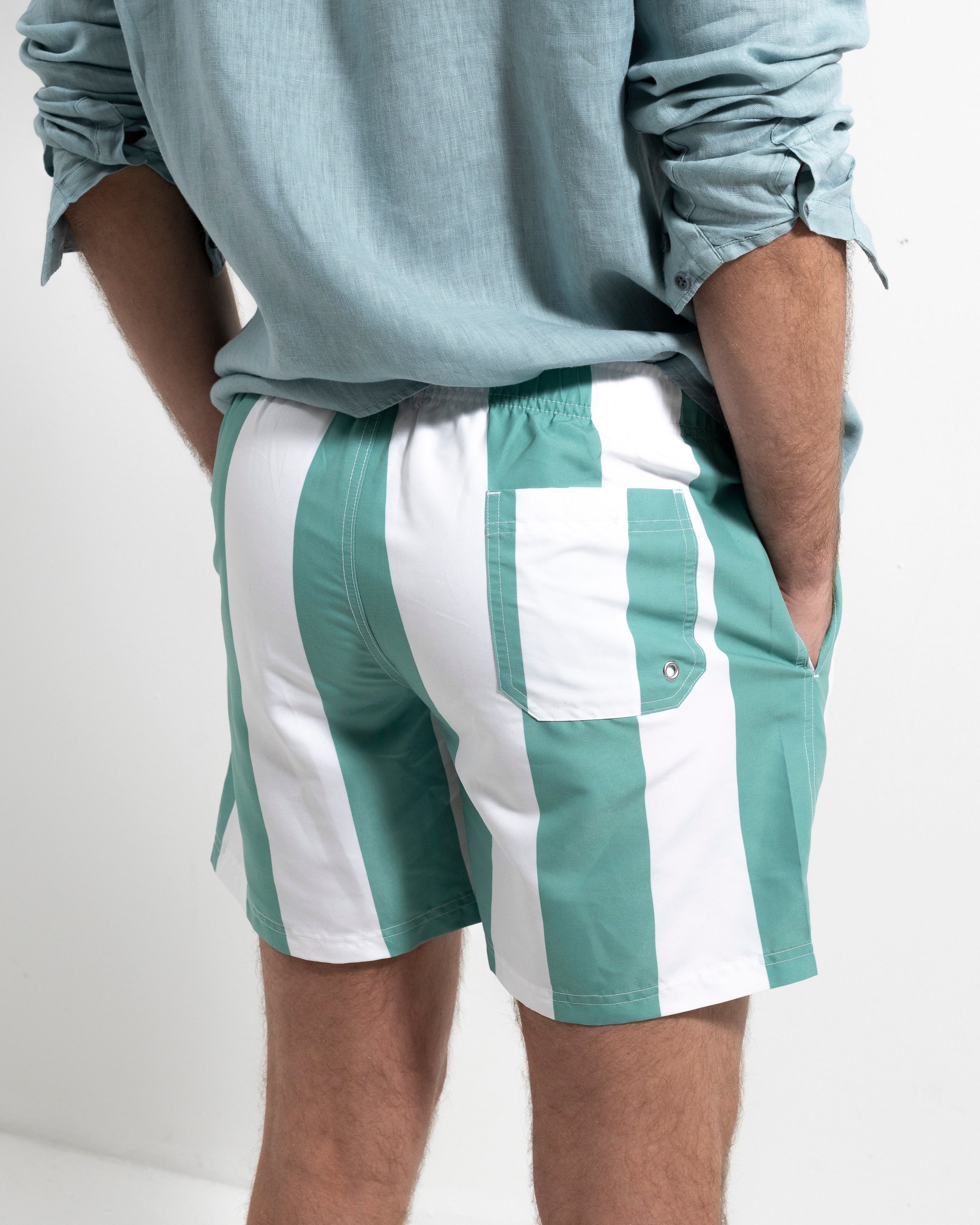 Swim Shorts - Green Stripe