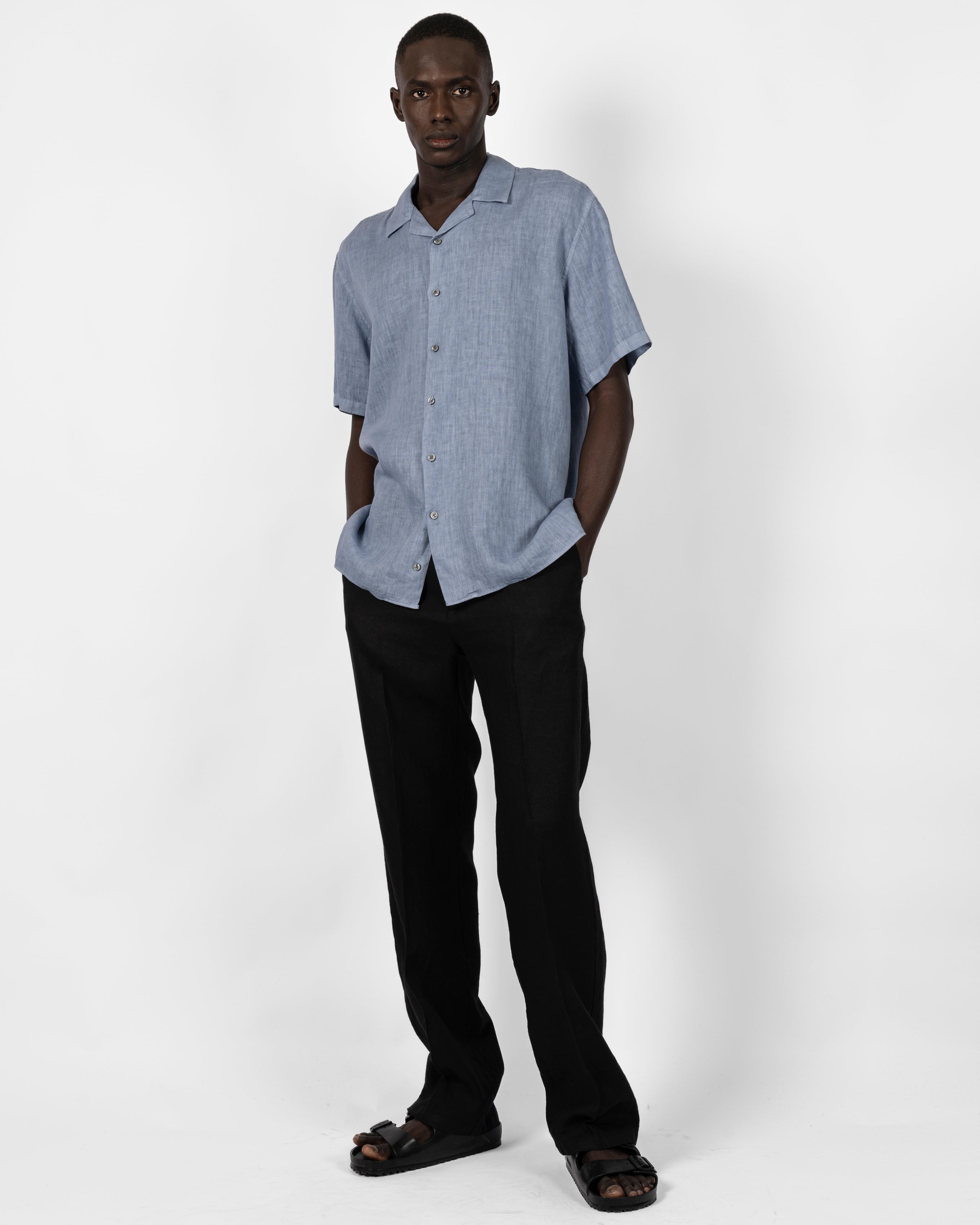 Camp Washed Linen Shirt - Light Blue-Ljung by Marcus Larsson