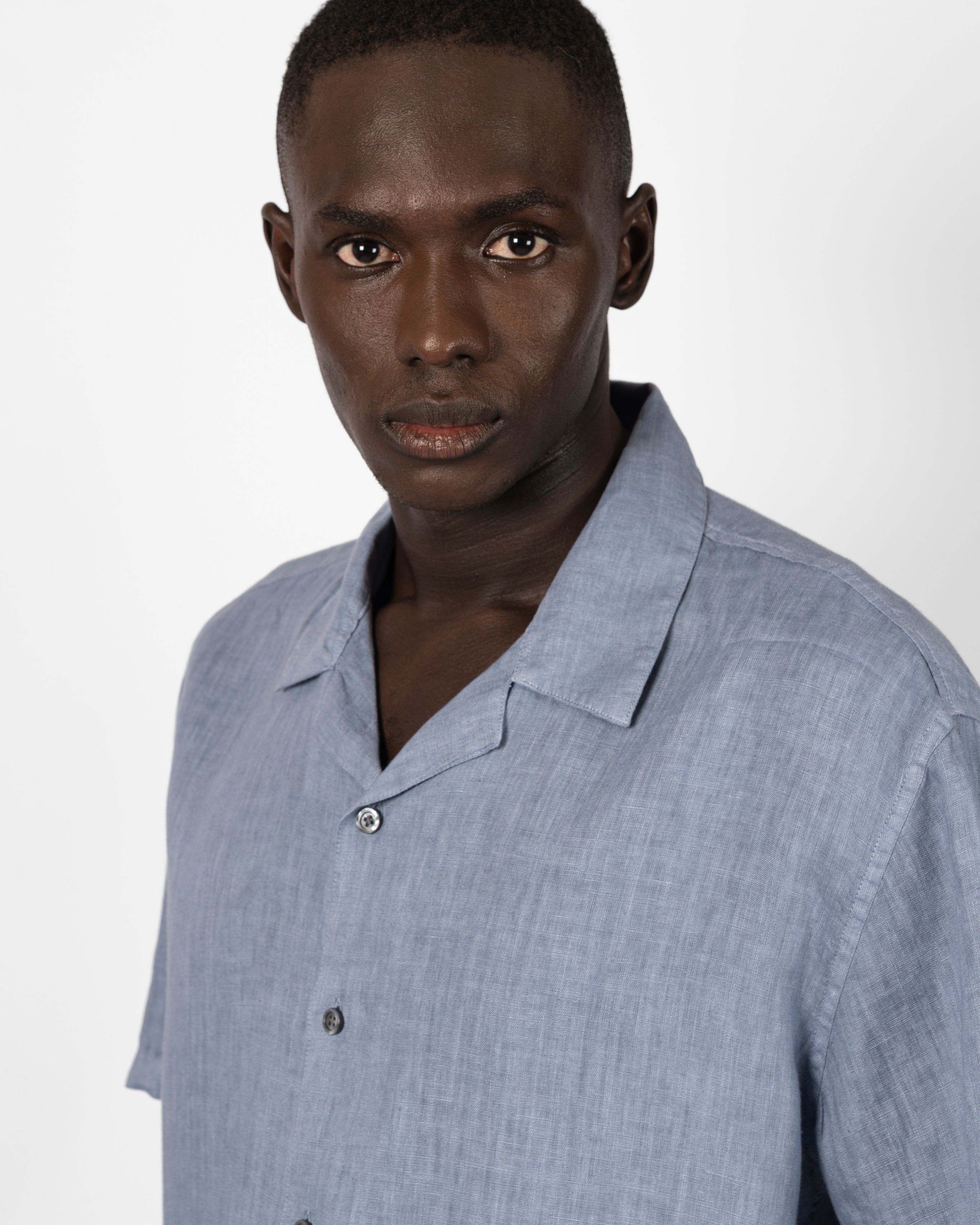 Camp Washed Linen Shirt - Light Blue-Ljung by Marcus Larsson