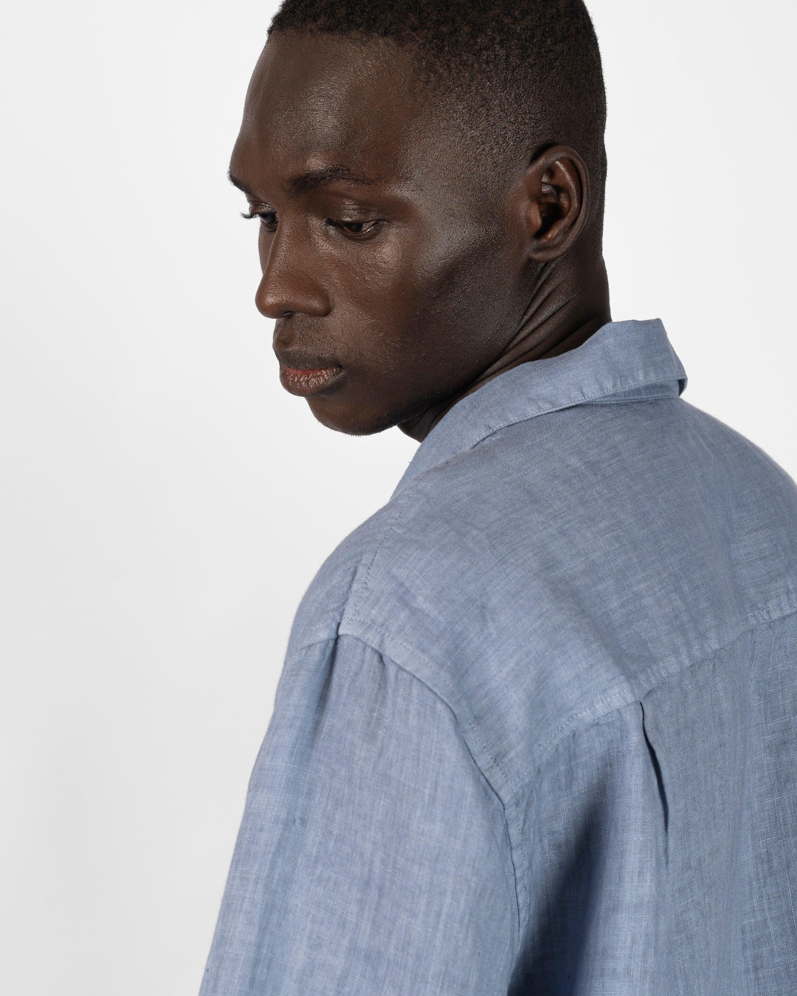 Camp Washed Linen Shirt - Light Blue-Ljung by Marcus Larsson