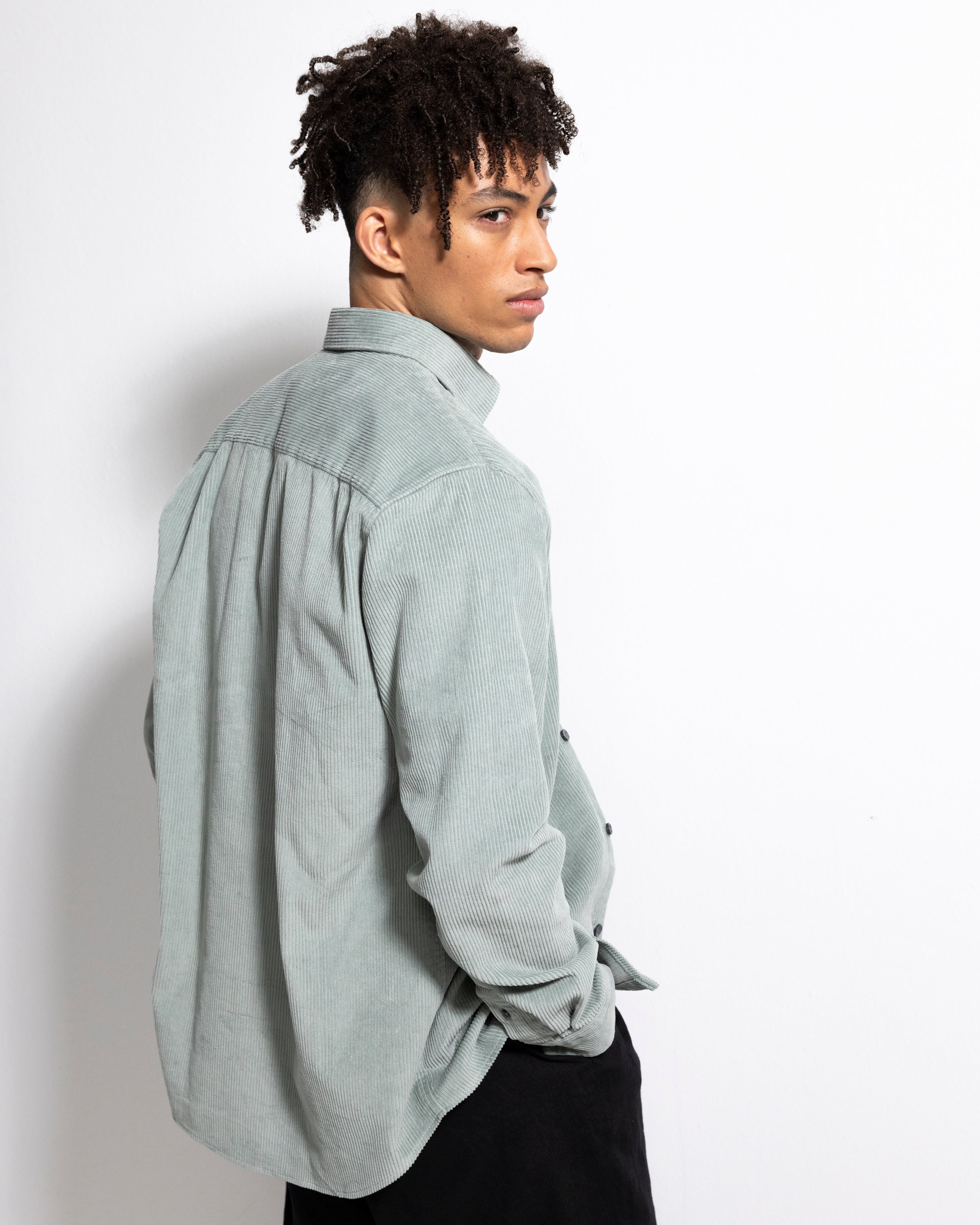 Heavy Cord Shirt - Lt Teal Green-Ljung by Marcus Larsson