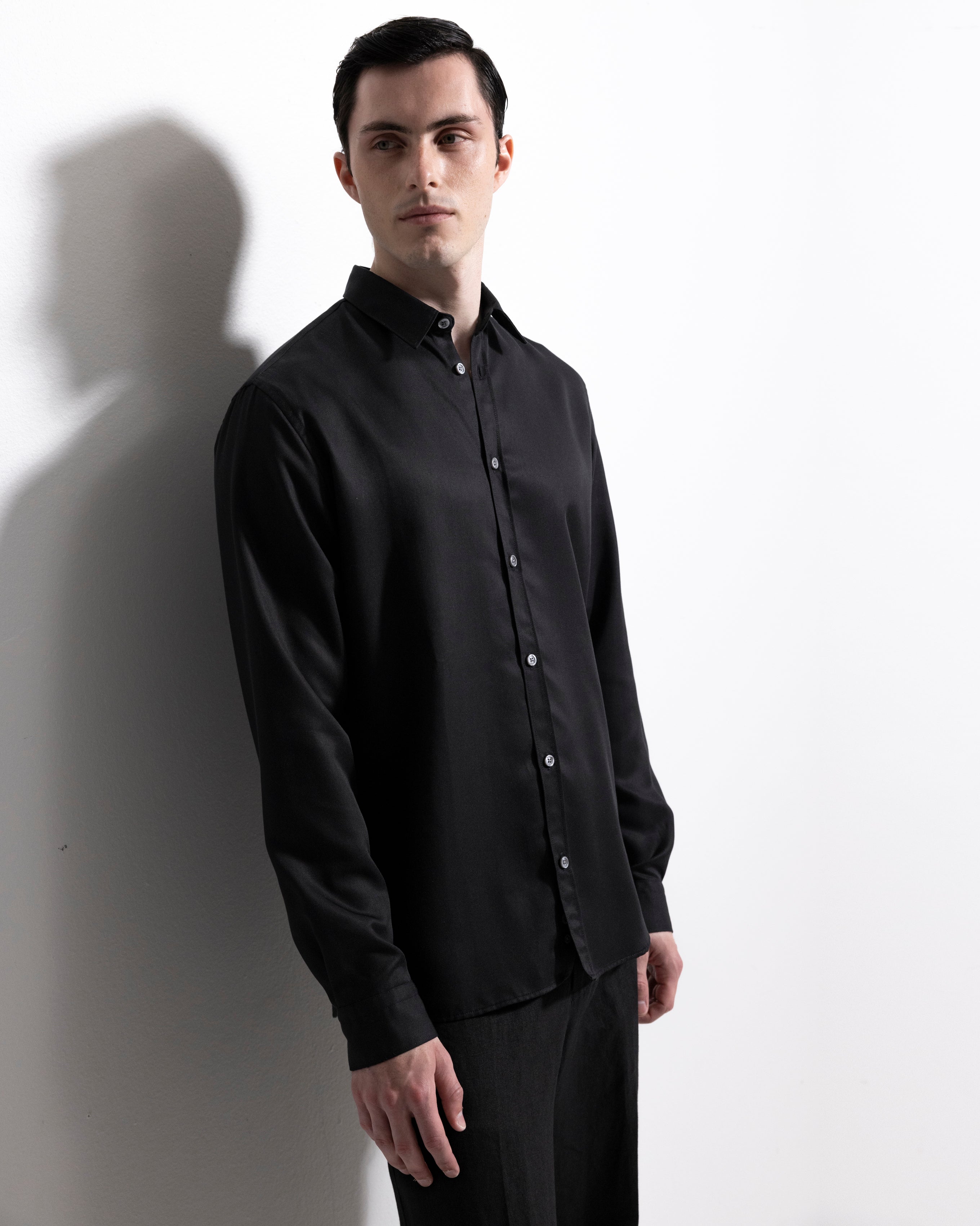 Tencel Shirt - Black-Ljung by Marcus Larsson