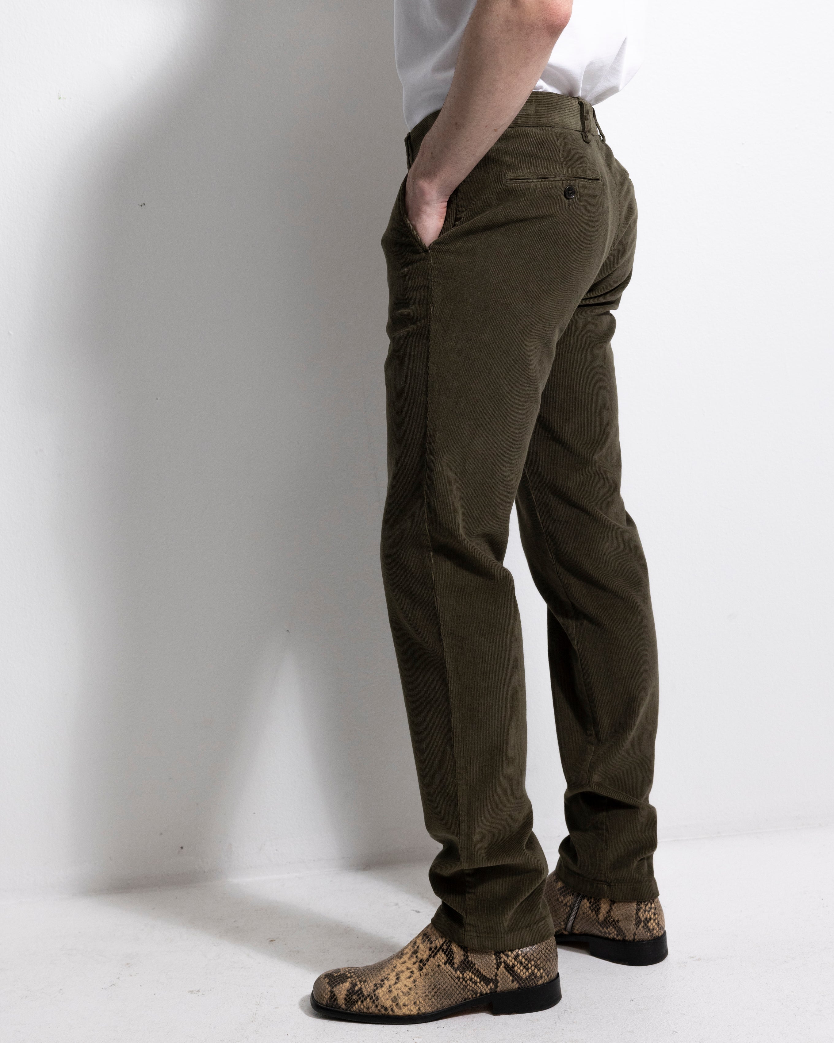 Trousers Cord - Dk Olive Green-Ljung by Marcus Larsson
