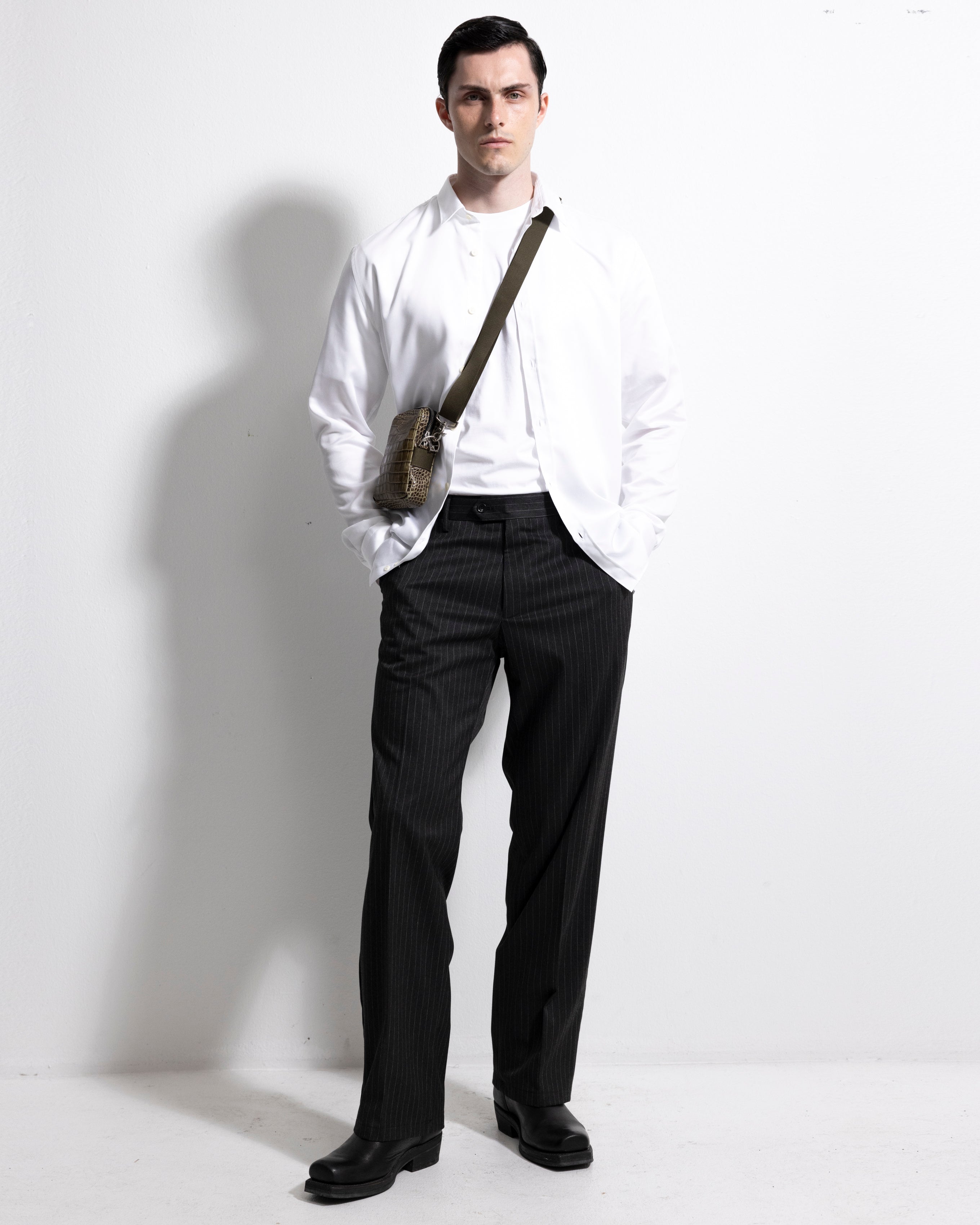 Wide Trousers Pinstripe - Dk Grey-Ljung by Marcus Larsson