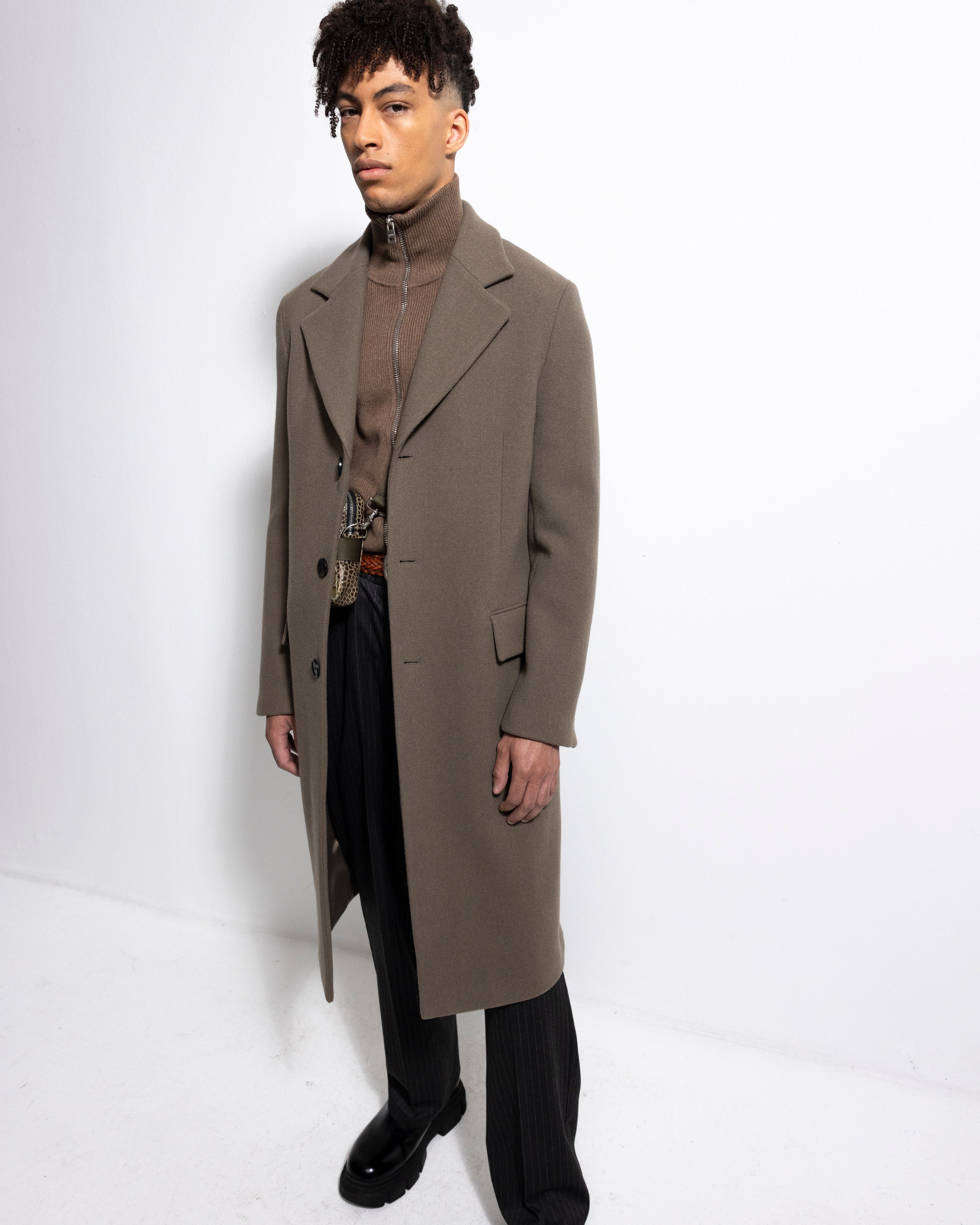 Wool Coat - Mud Green-Ljung by Marcus Larsson
