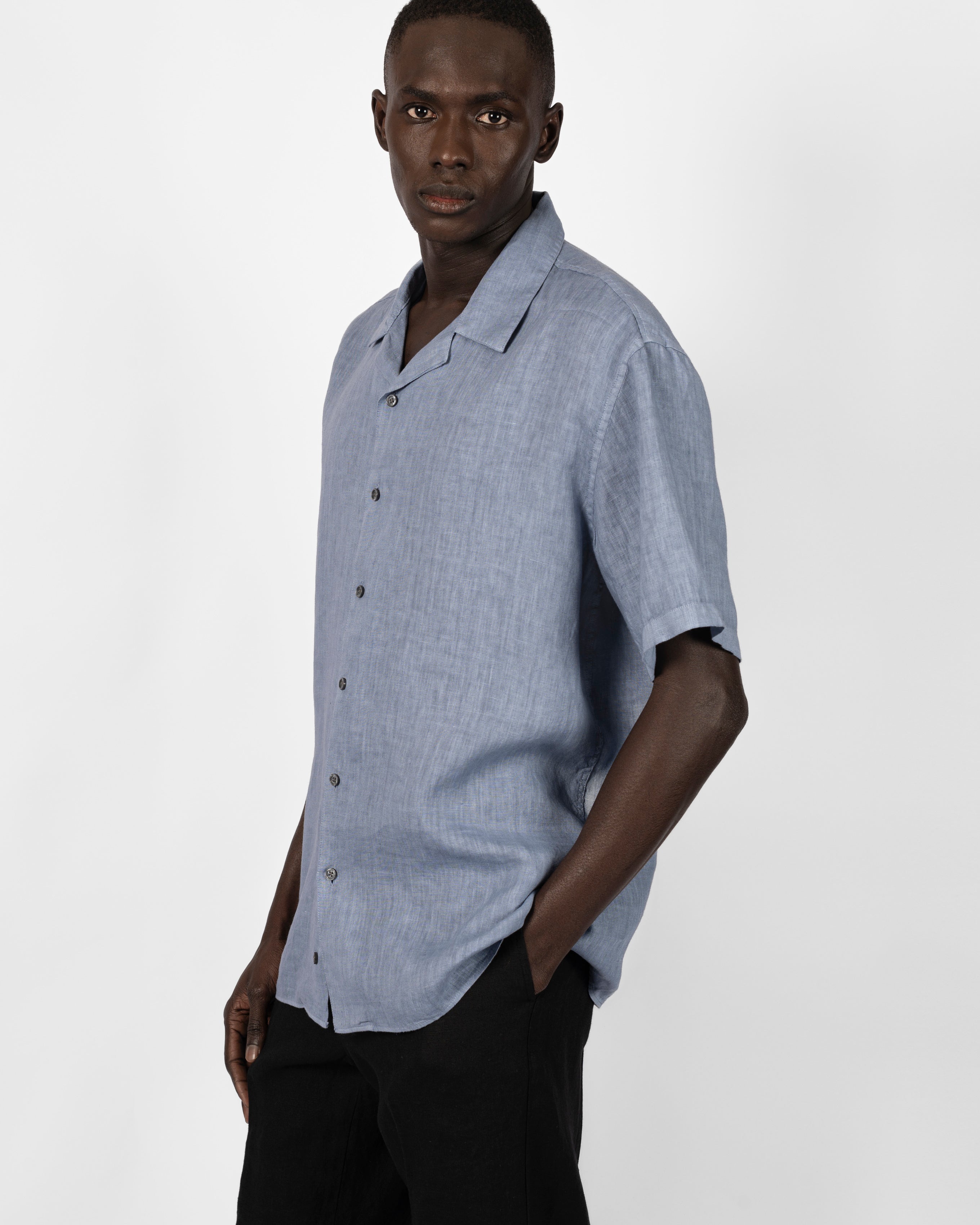 Camp Washed Linen Shirt - Light Blue-Ljung by Marcus Larsson