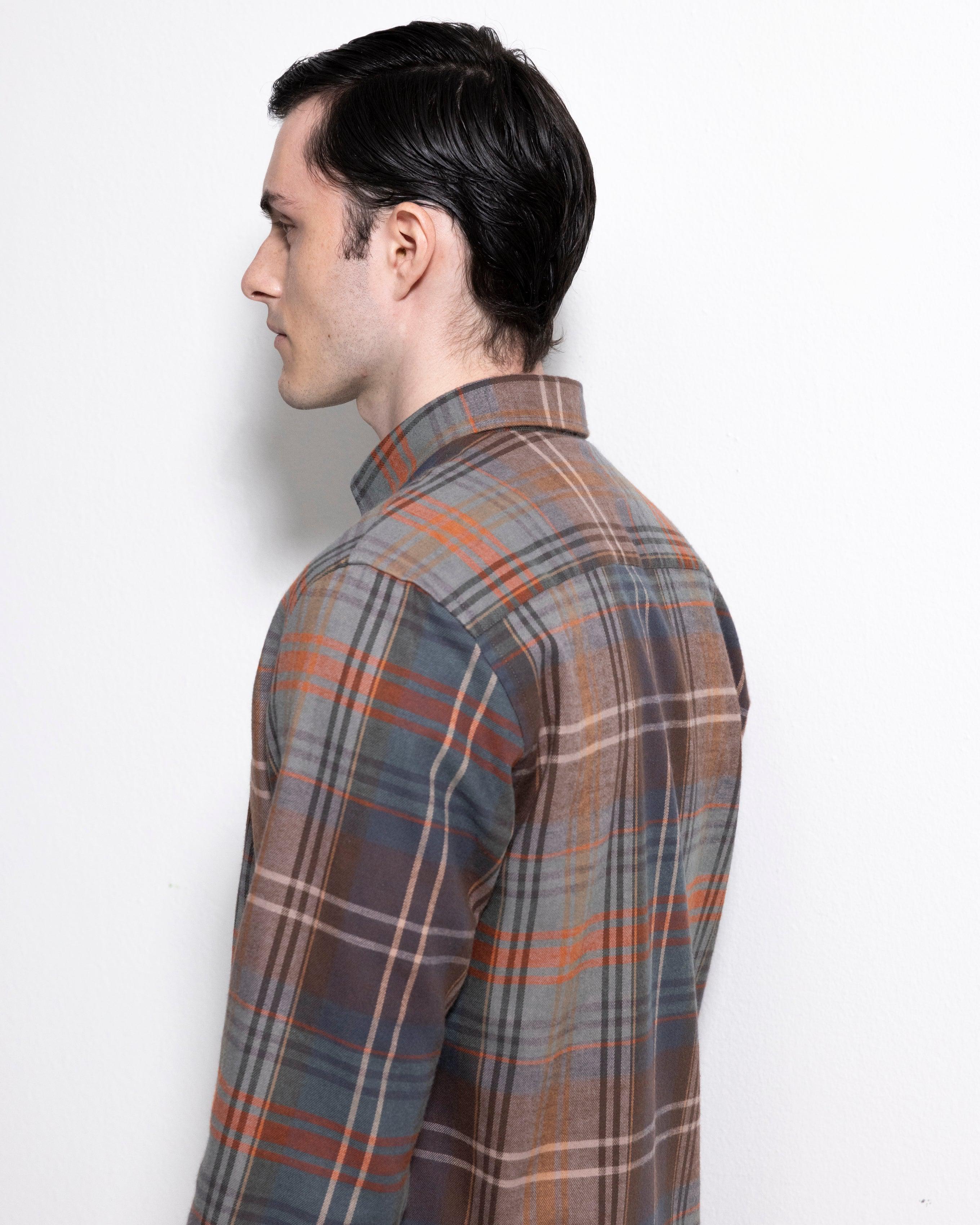 Check Flannel Shirt - Teal Rust-Ljung by Marcus Larsson