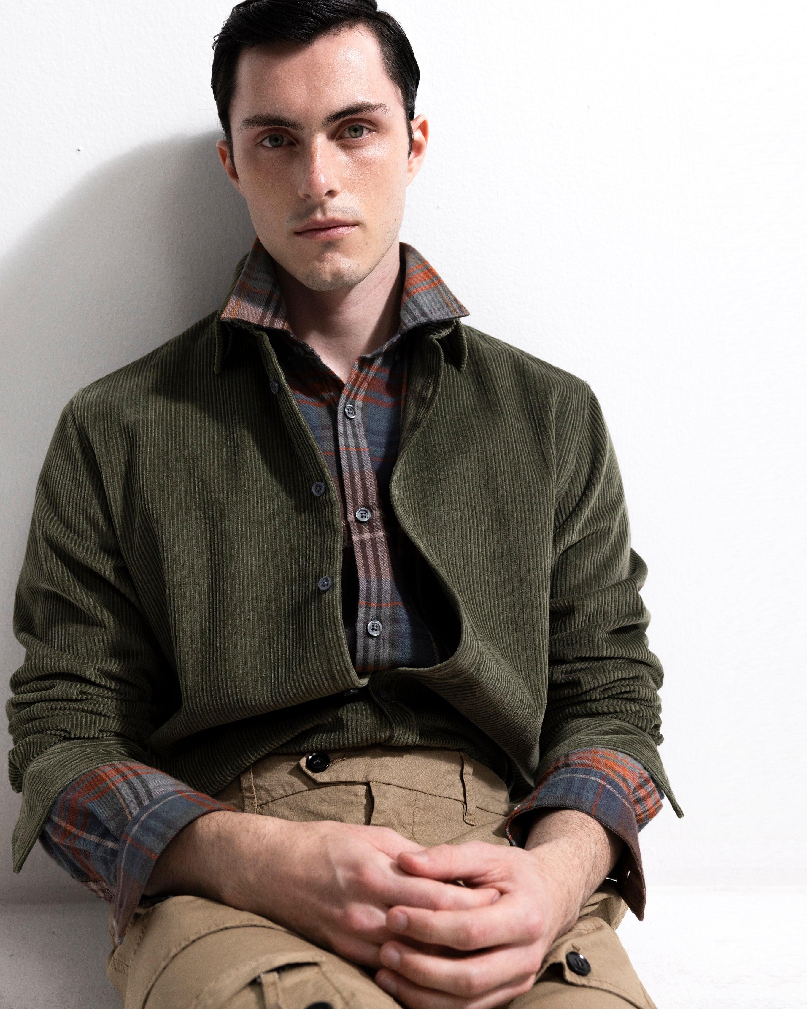 Heavy Cord Shirt - Lt Olive Green-Ljung by Marcus Larsson