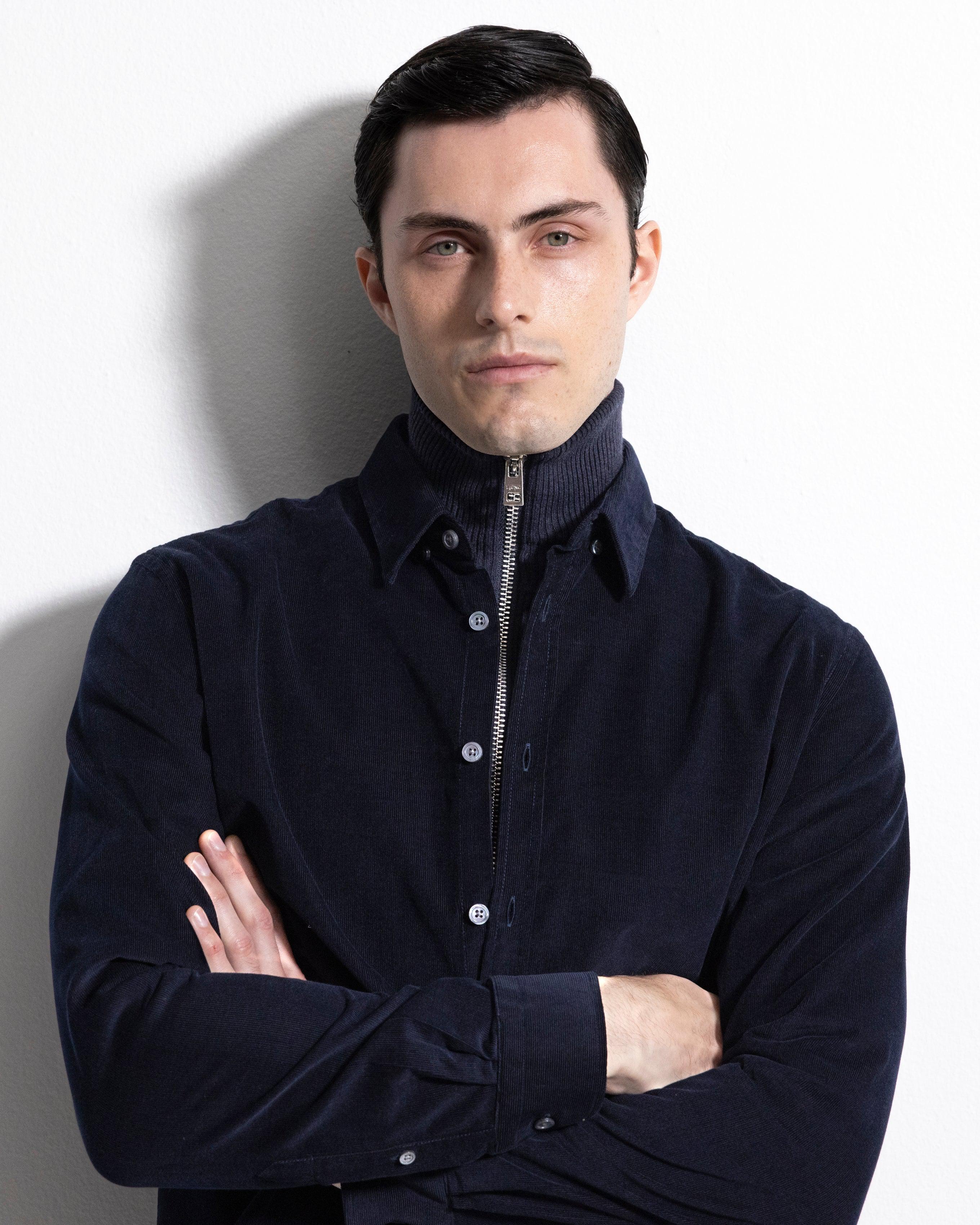 Washed Cord Shirt - Navy-Ljung by Marcus Larsson